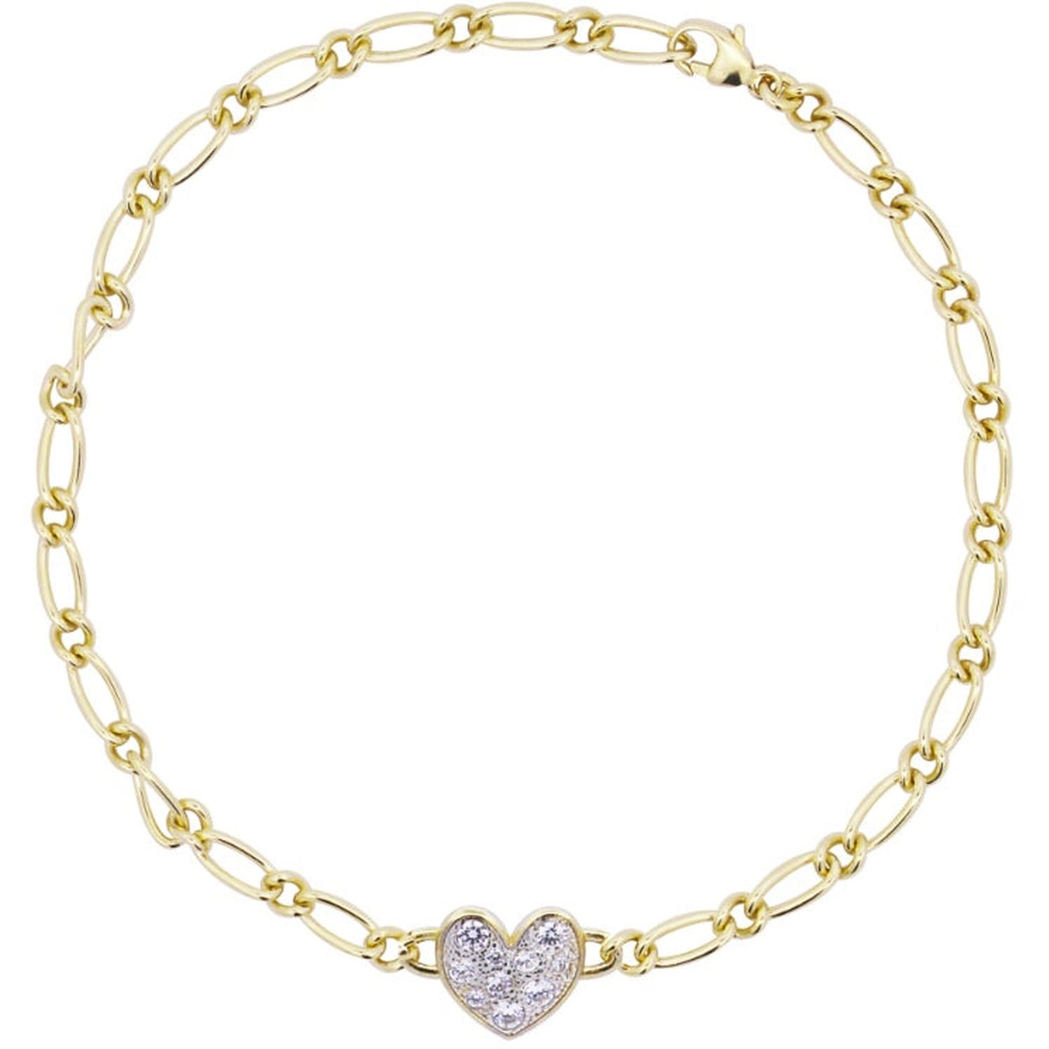 Rue Des Mille - BRZ020M1CUOAU - Small Pave Heart Cheval Chain Bracelet - SHAPES