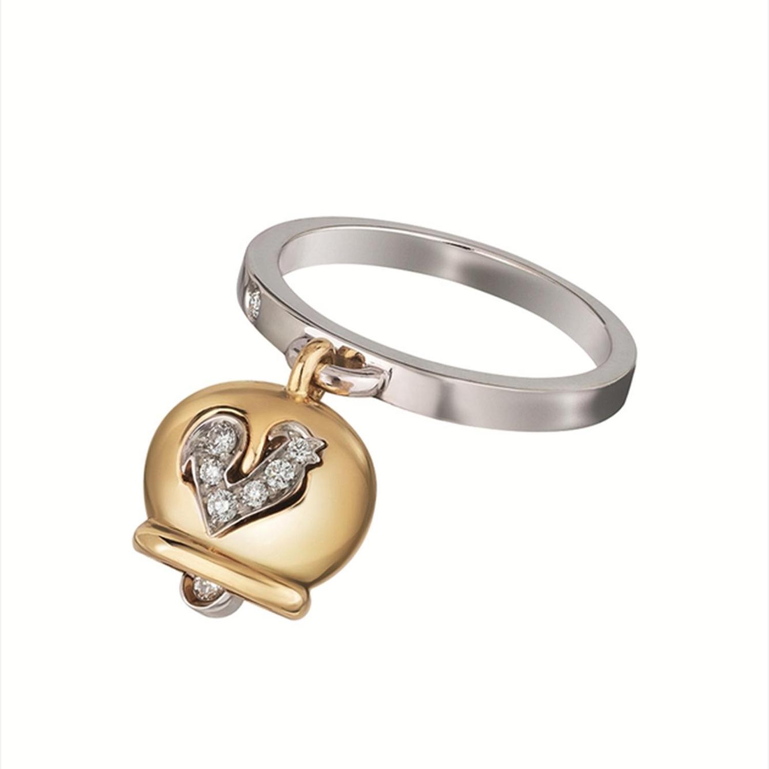 CHANTECLER - C.17670 - Campanella Ring in White and Yellow Gold with Diamonds