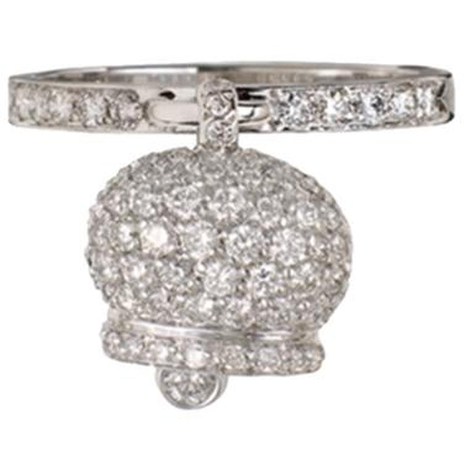 CHANTECLER - C.17982 - White Gold Bell Ring with Pave Diamonds - 17982