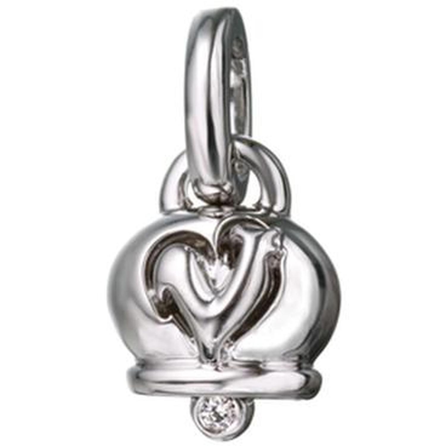 CHANTECLER - C.19454 - MICRO BELL PENDANT IN WHITE GOLD AND ONE DIAMOND - 19454