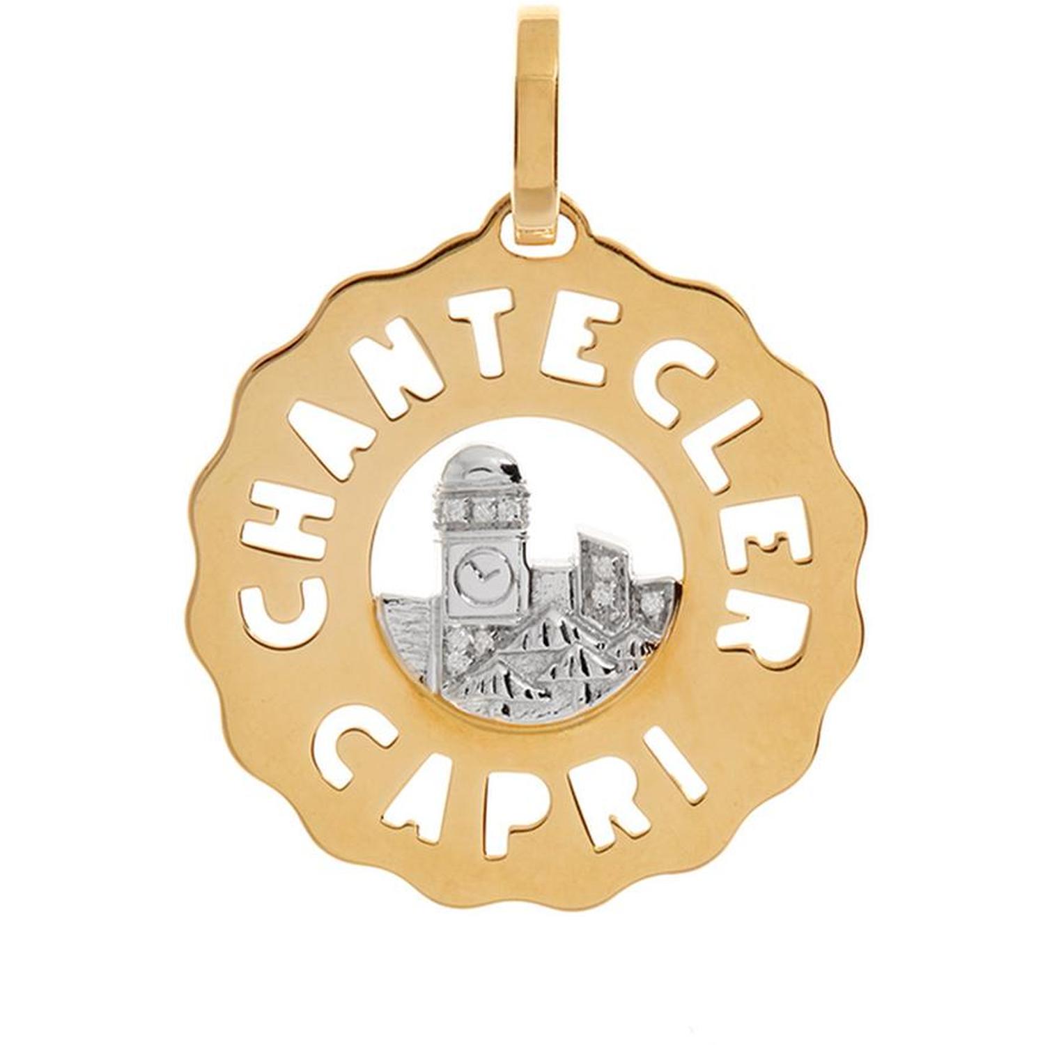 CHANTECLER - C.23206 - Piazzetta Logo Pendant Yellow Gold and White Gold with Diamonds