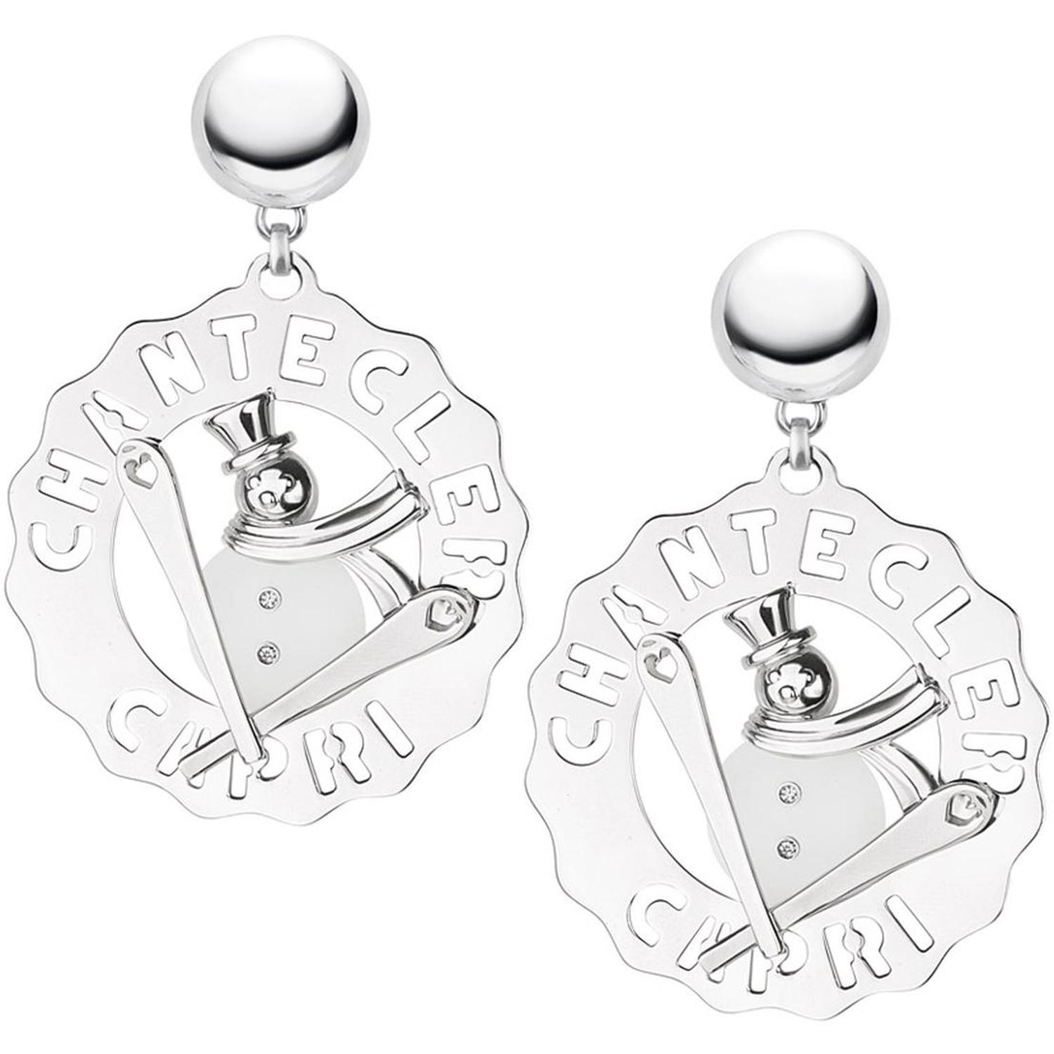 CHANTECLER - C.33701 - Silver Logo Earrings with Diamonds