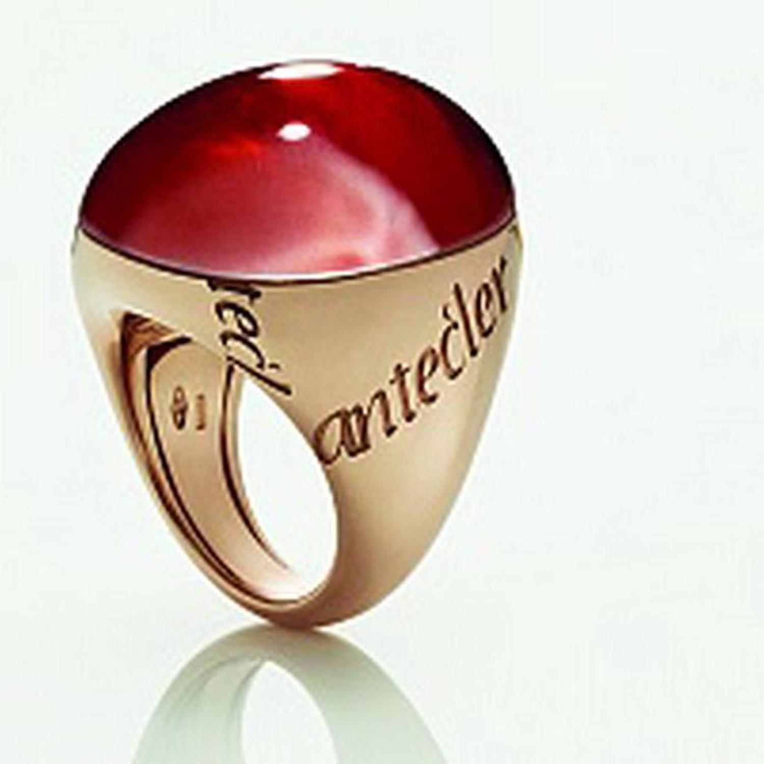 CHANTECLER - C.35767 - Pour Parler Ring in 9Kt Rose Gold, Orange Agate, Mother of Pearl and Rock Crystal