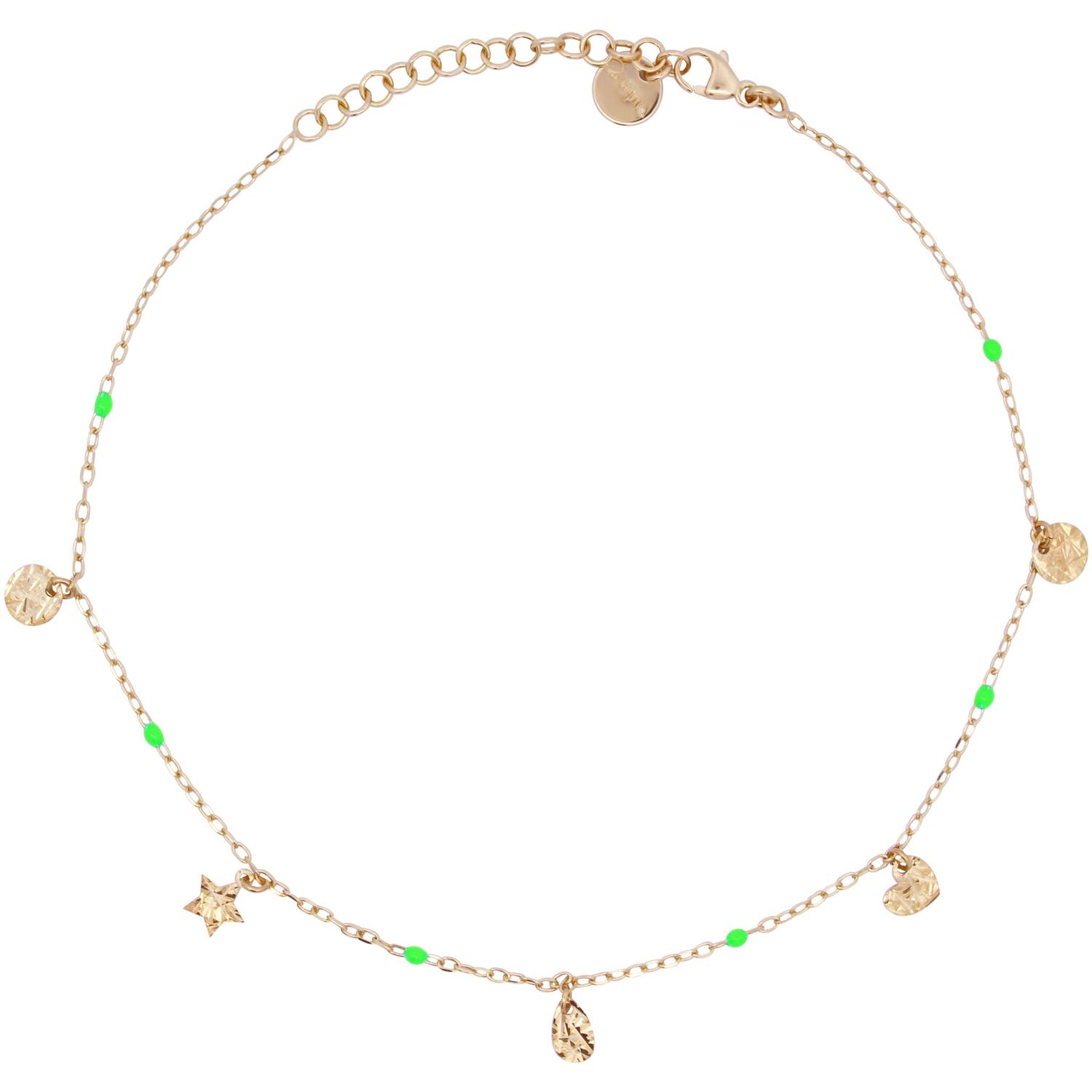 Rue Des Mille - CAV017M2C4AU - Cavigliera charms e dettaglio smalto verde - Anklets Mania