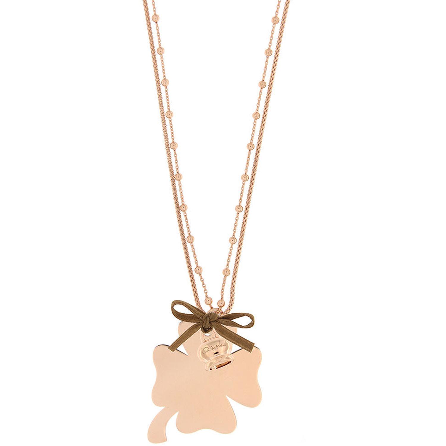 Rue Des Mille - CL002MQUAD - CL002MQUAD - Double Chain Necklace with Four-Leaf Clover Pendant