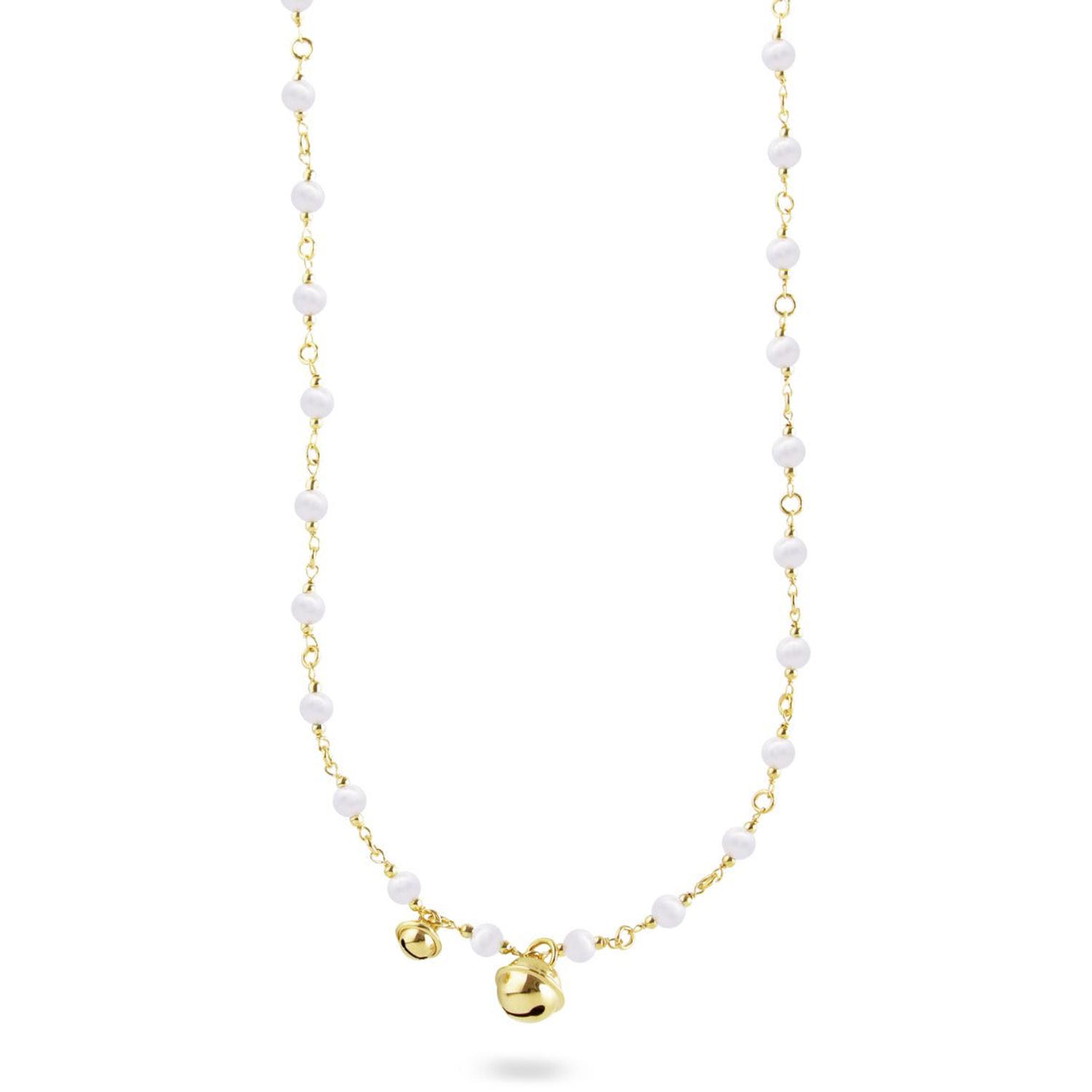 Rue Des Mille - CL019M1AU - Pearl and Double Bell Necklace - WHITESIDE