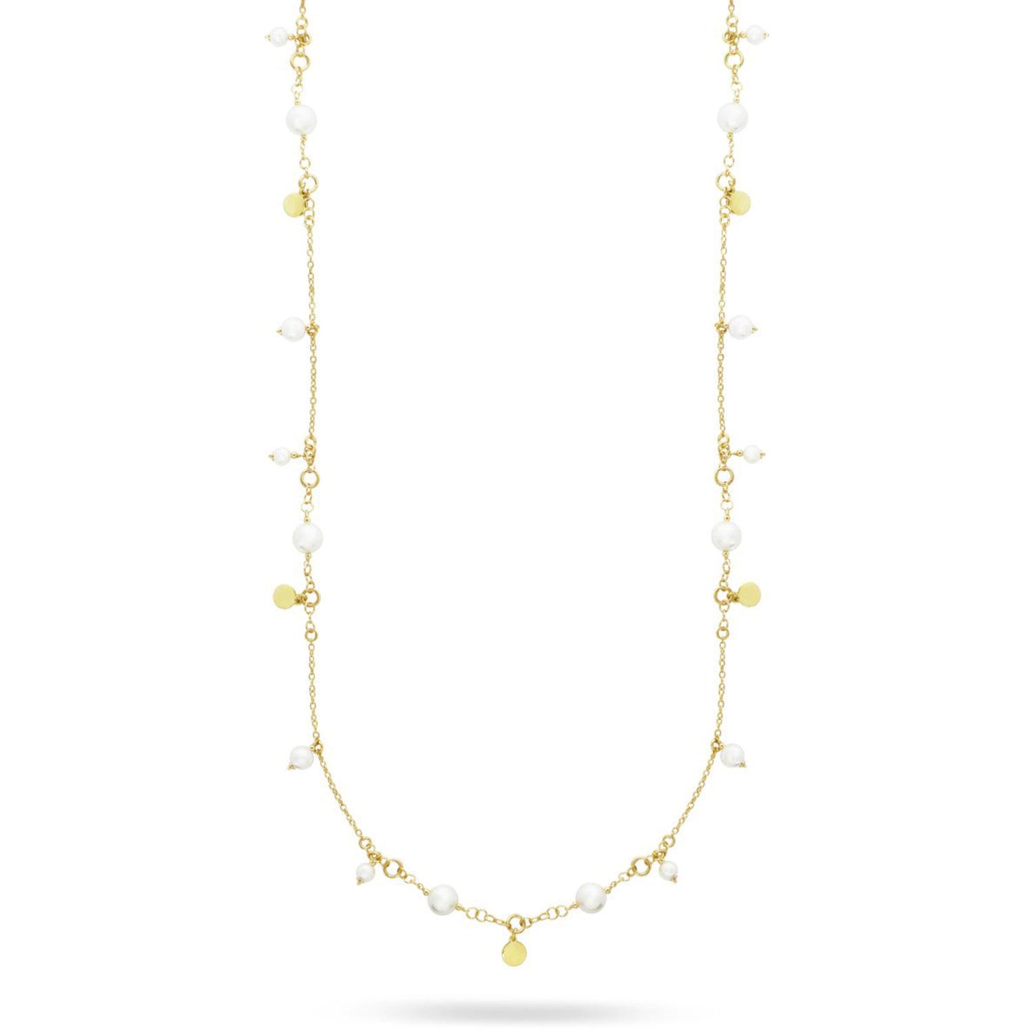 Rue Des Mille - CL019M4AU - Long necklace with pendant pearls and medals - WHITESIDE