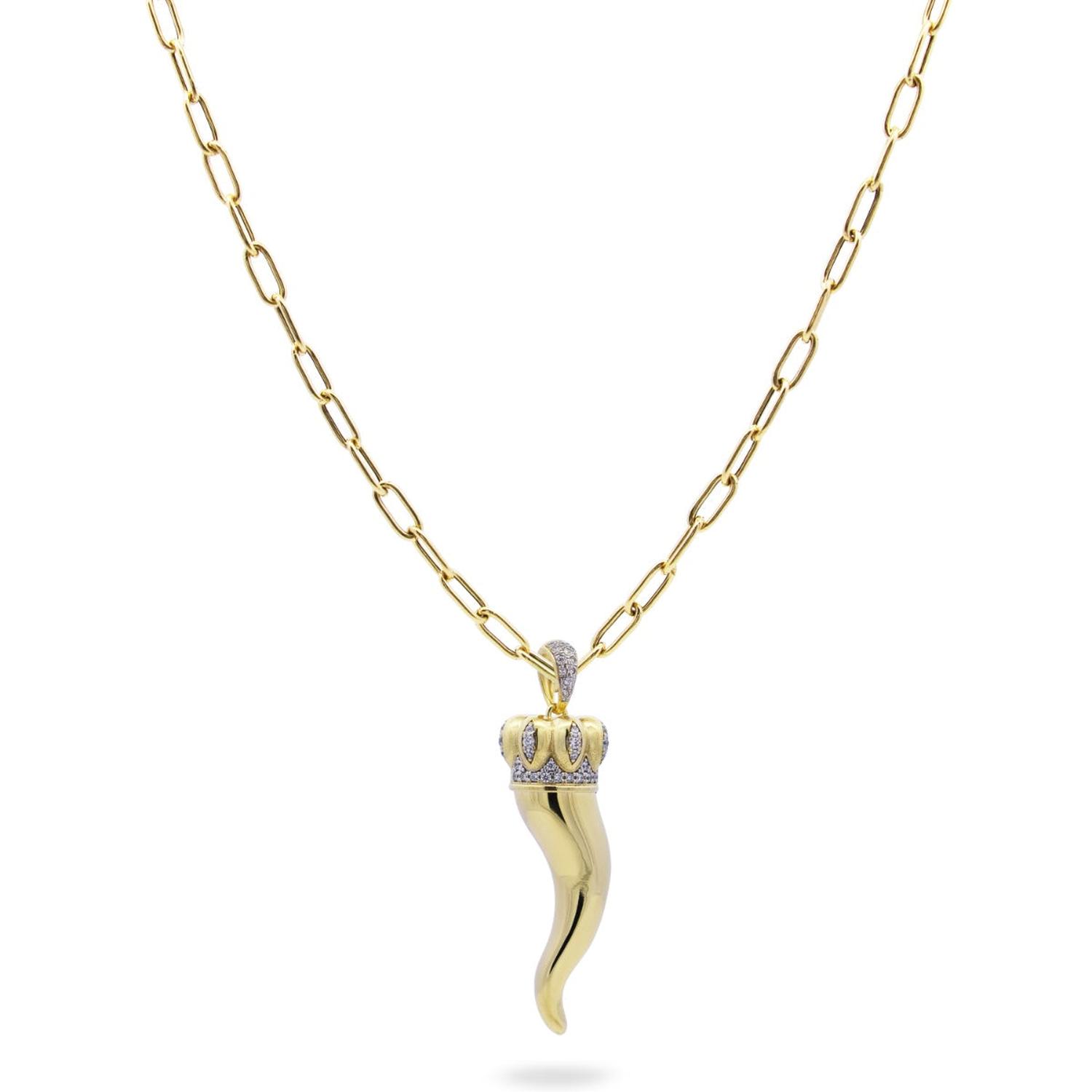 Rue Des Mille - CLZ021M2AU - Cheval Chain Necklace and XL CORNICELLO - AMULETS