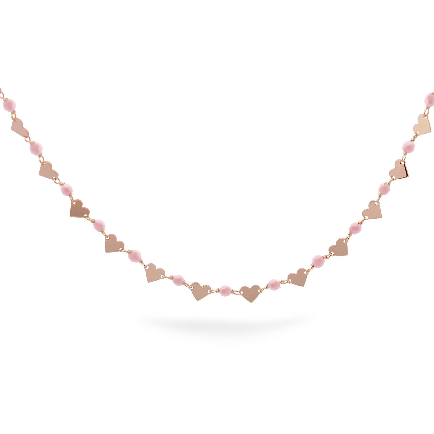 Rue Des Mille - GR016AM3 - Chained Choker with Pink Stone Hearts for Adults - Io&Ro
