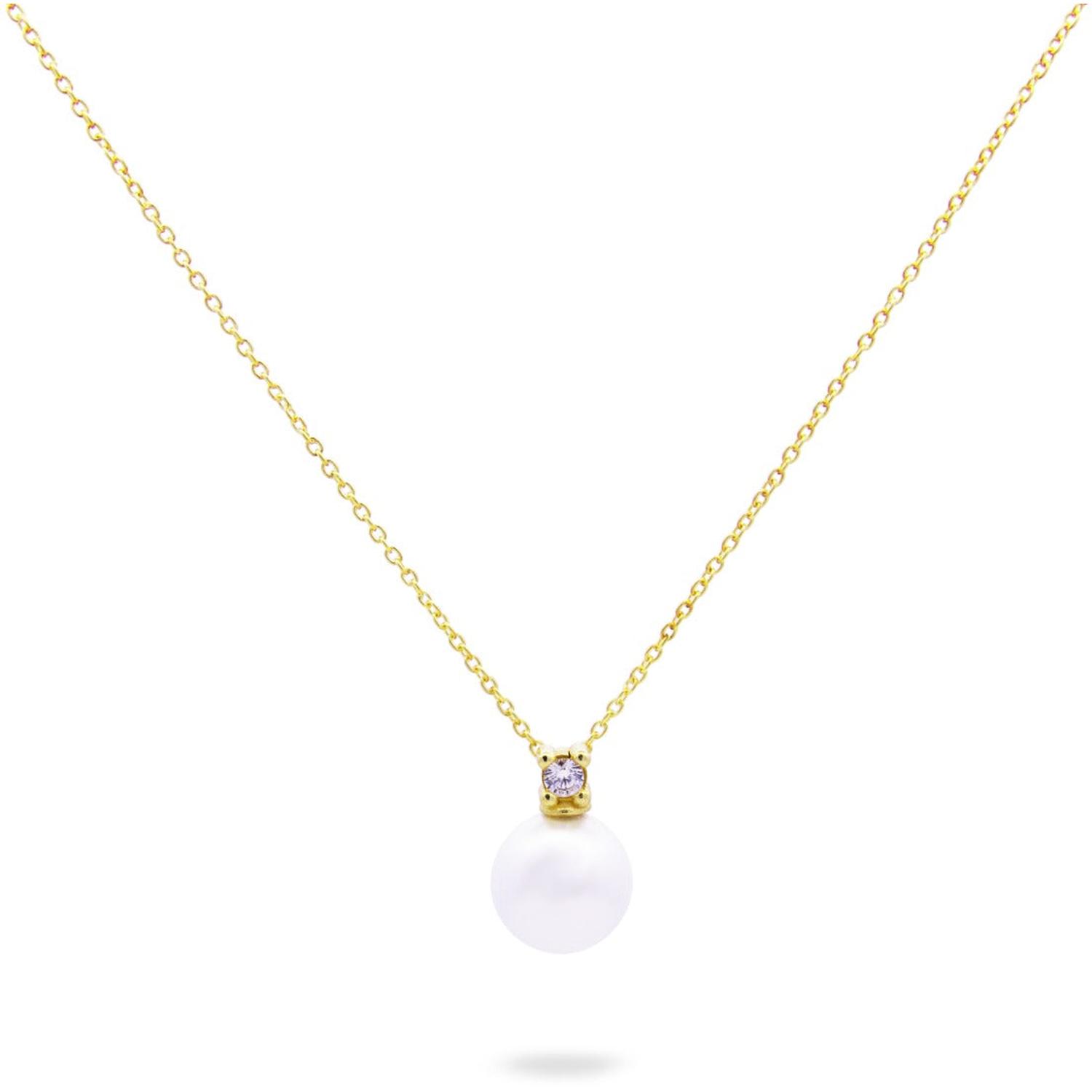 Rue Des Mille - GR019M1AU - Whiteside Pearl Necklace with Bezel Setting
