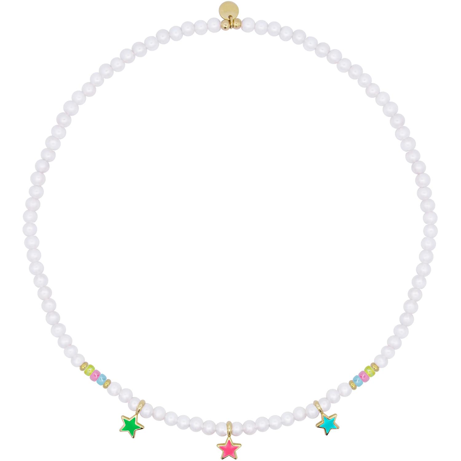 Rue Des Mille - GR0233STEPEAU - Pearl and three-star colored enamel choker - ColorFUN