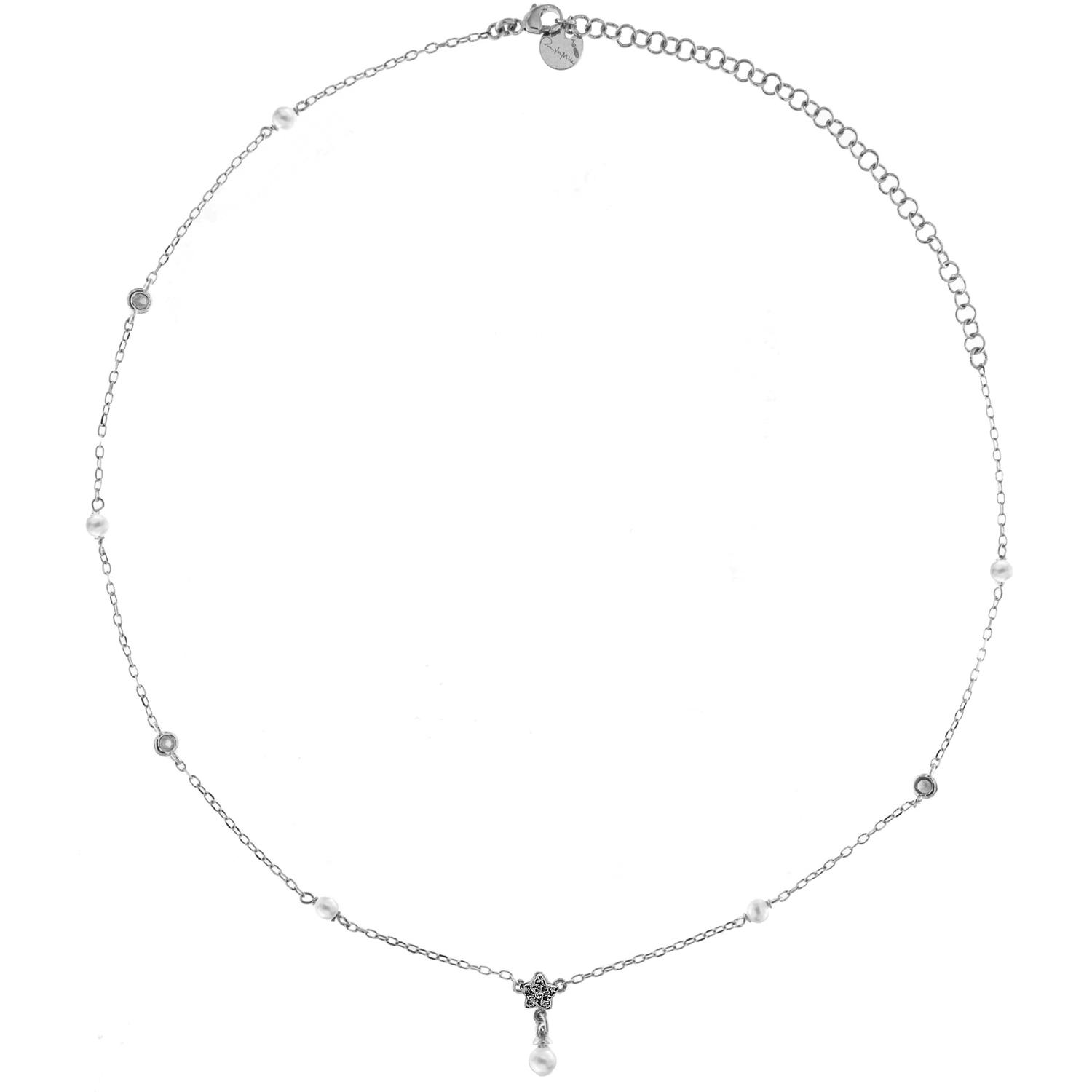 Rue Des Mille - GRZ013M5RH - GALACTICA ICE PEARL STAR PENDANT CHOKER WITH ALTERNATE CHAIN