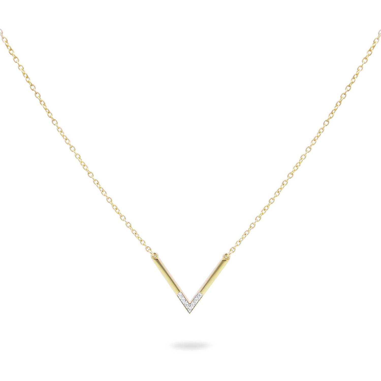 Rue Des Mille - GRZ020M2AU - Minimal V-necklace with zirconia - SHAPES