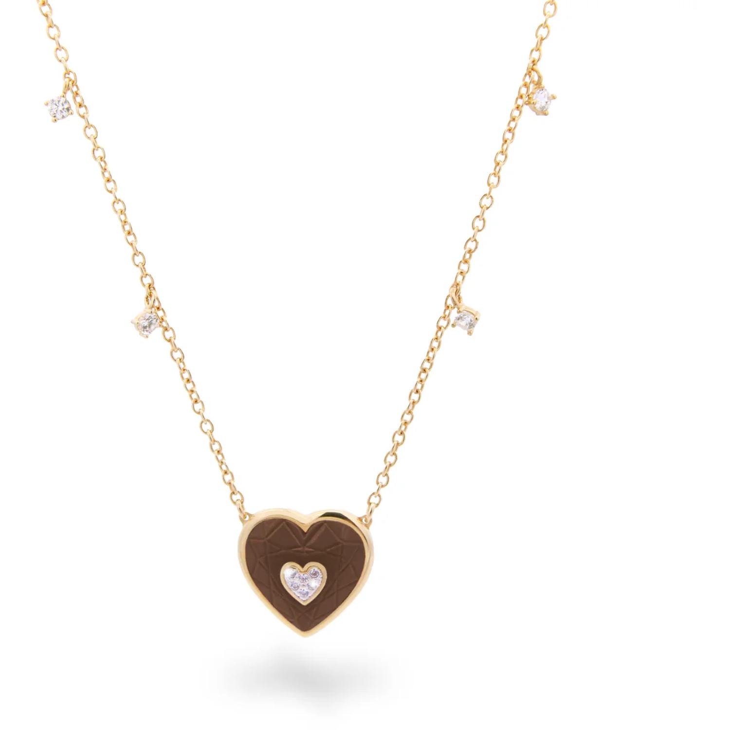 Rue Des Mille - GRZ025M2CUOMAU - Double heart chocolate choker - BON BON