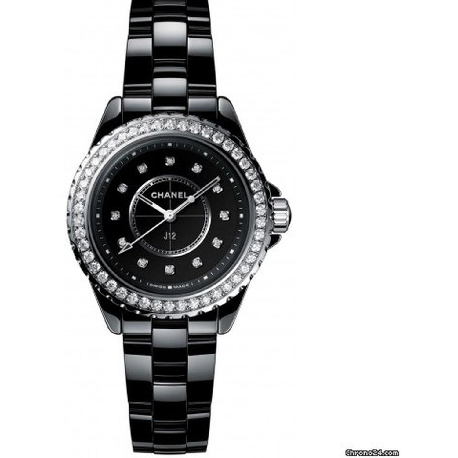 CHANEL - H6419 -  J12 Quarz - 33 mm - H6419 - Black Ceramic + Diamonds