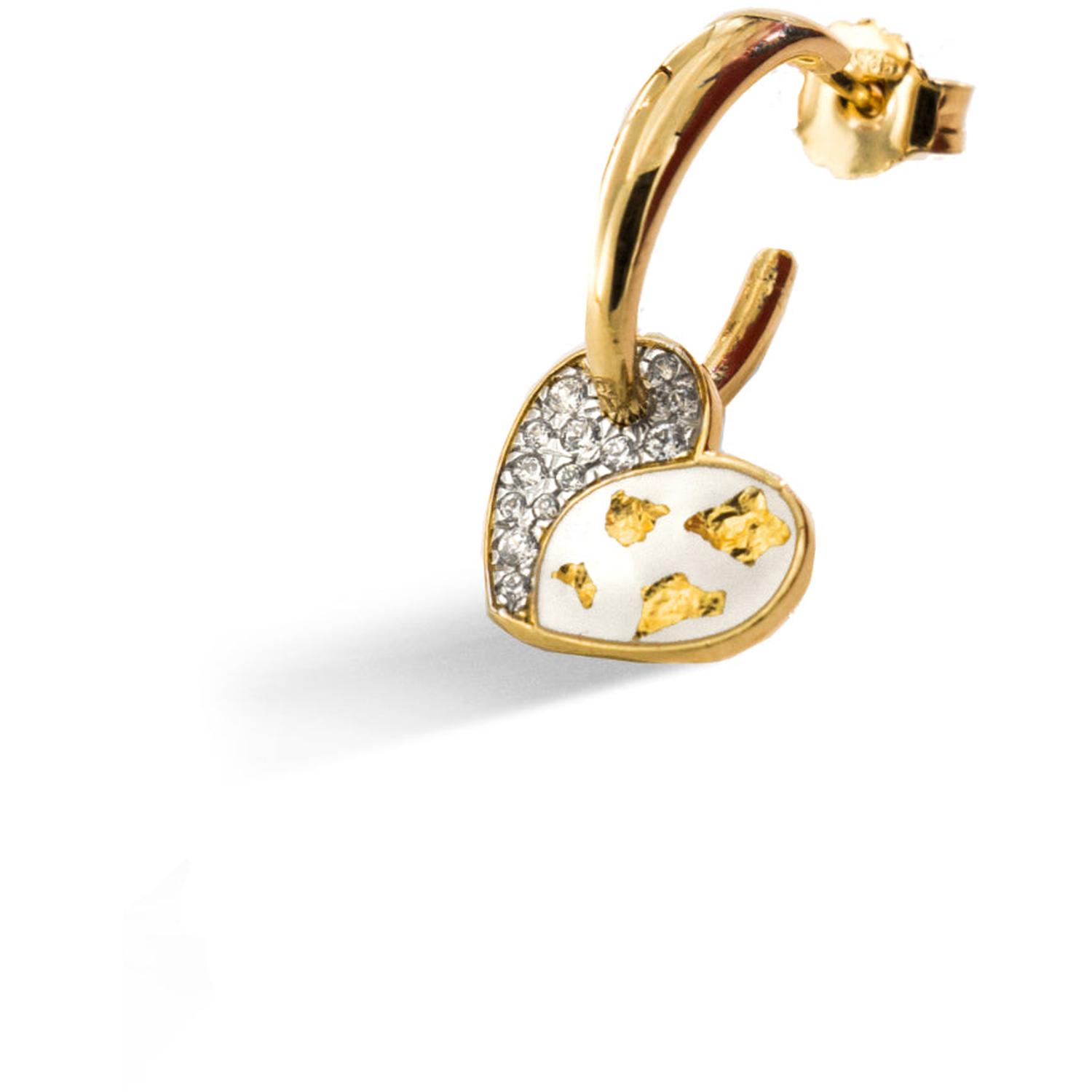 Rue Des Mille - Donna - ORJ02FB - Mono-orecchino cerchio cuore - Smalto e foglia oro