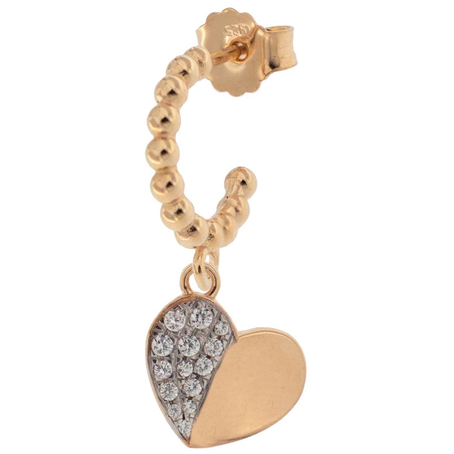 Rue Des Mille - Donna - ORZ007CUO - Mono Orecchino Cerchietto Con Zirconi - Cuore