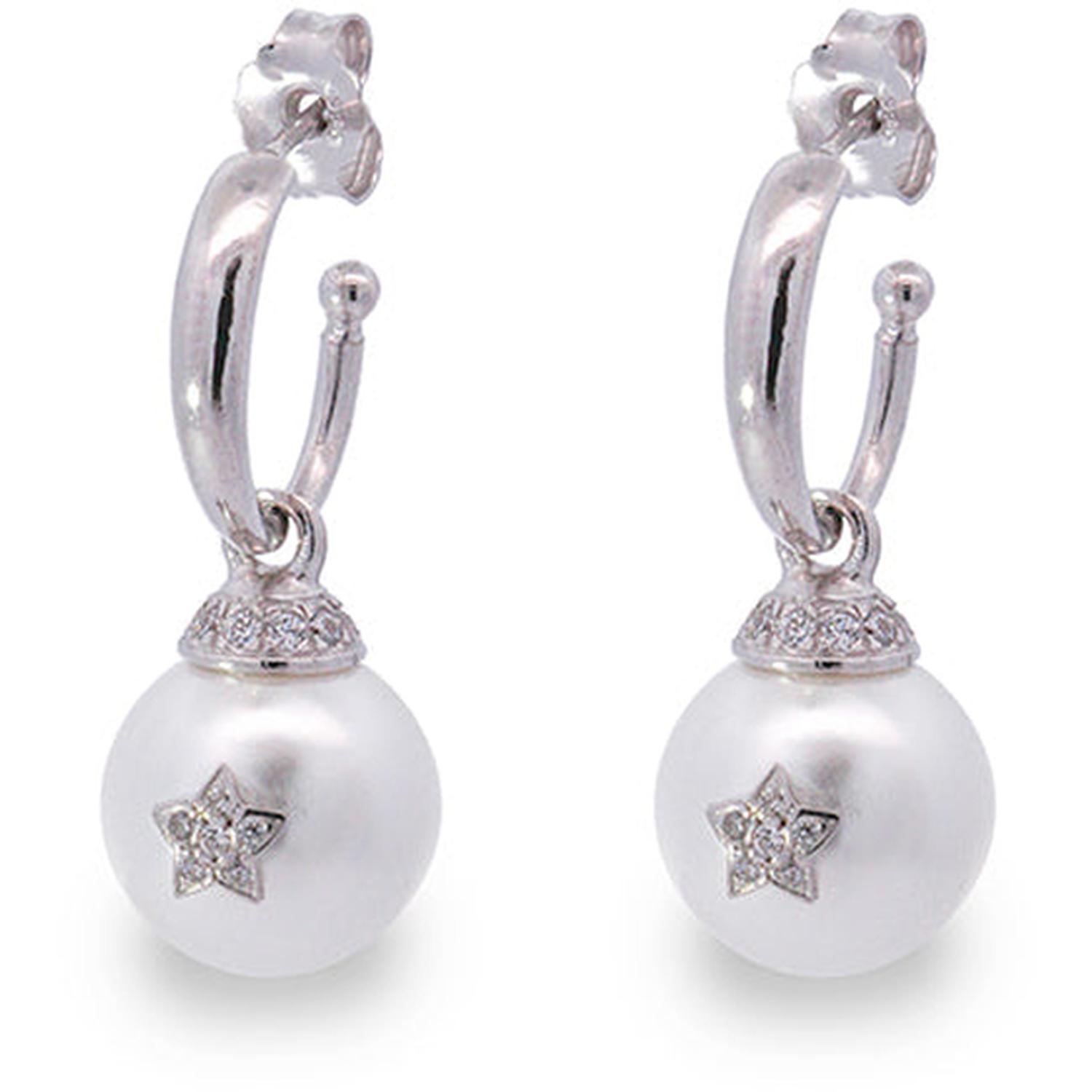 Rue Des Mille - ORZ013M2RH - PEARL AND STAR DROP EARRINGS - GALACTICA ICE
