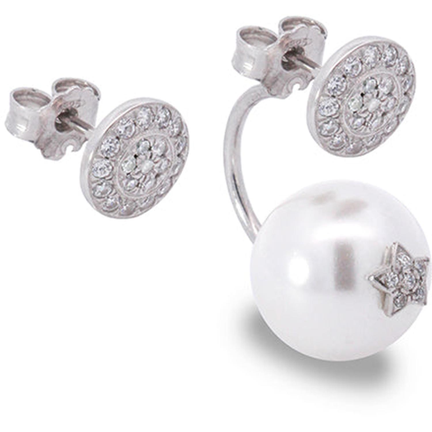 Rue Des Mille - ORZ013M3RH - ASYMMETRIC PEARL AND BUTTON EARRINGS - GALACTICA ICE
