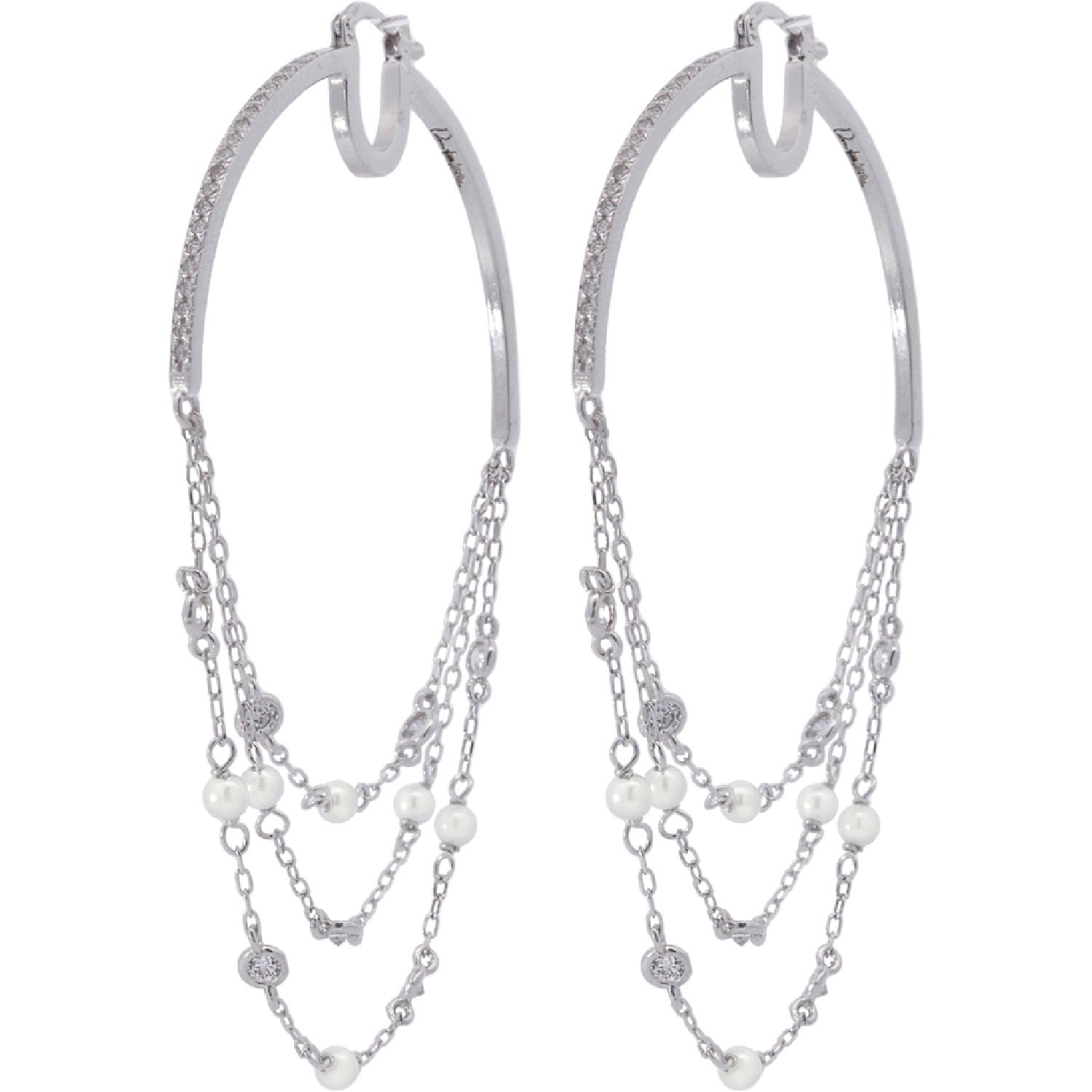 Rue Des Mille - ORZ013M6RH - Big Hoop Earrings with Three Strands - Galactica Ice