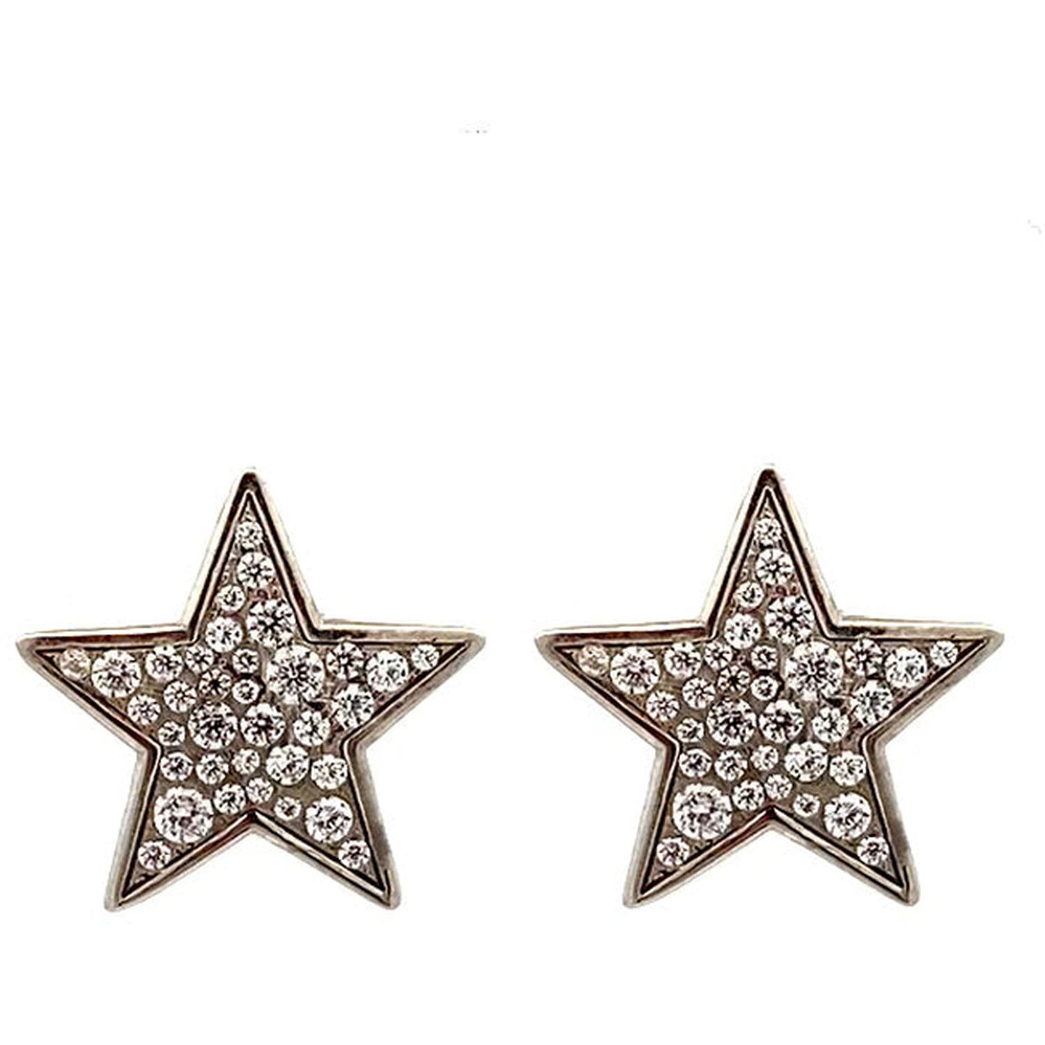 Rue Des Mille - ORZ018M2STEAU - Oversized pavé star stud earrings - STARDUST TEN