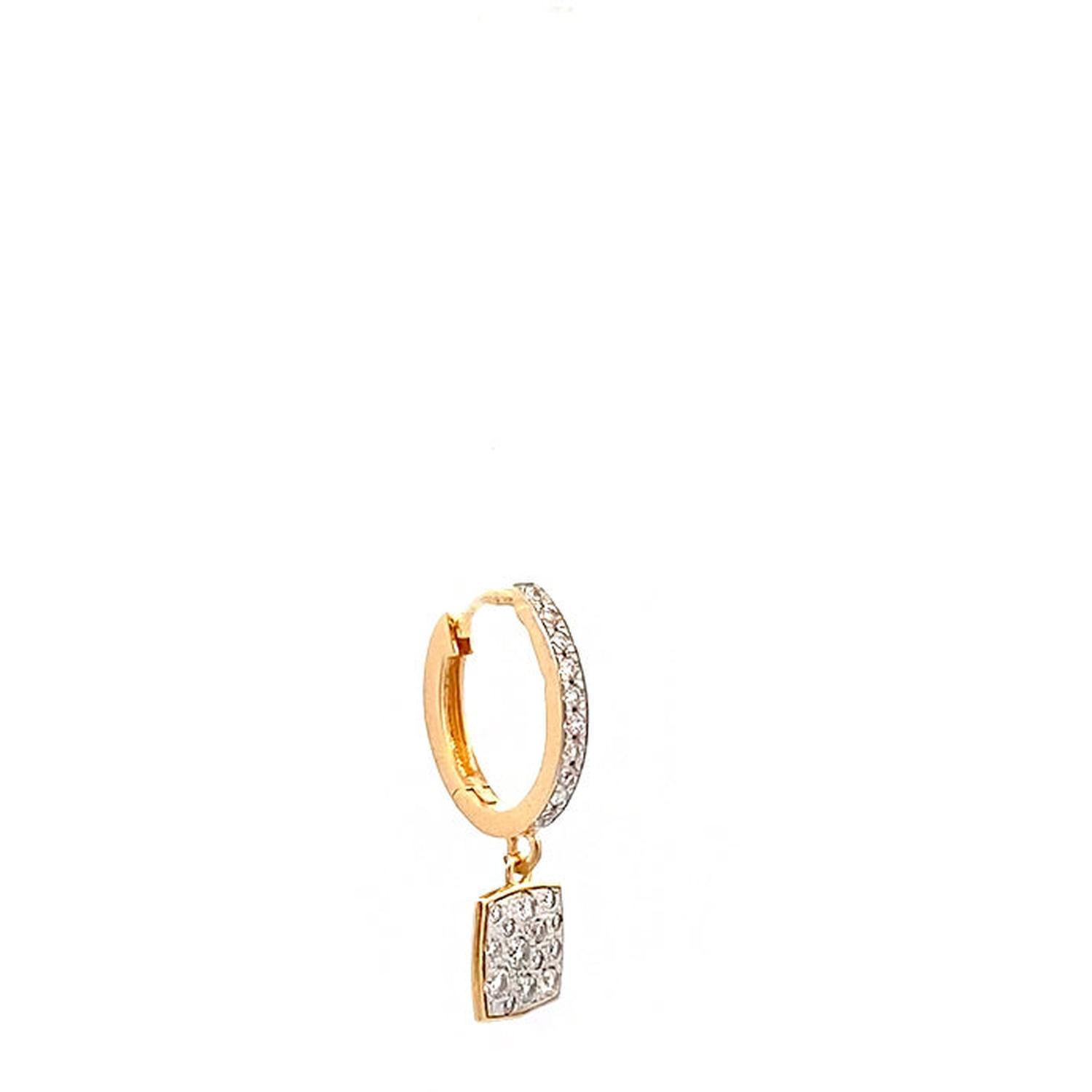 Rue Des Mille - ORZ018M3TVAU - Mono-orecchino hoop pavè quadrato - STARDUST TEN