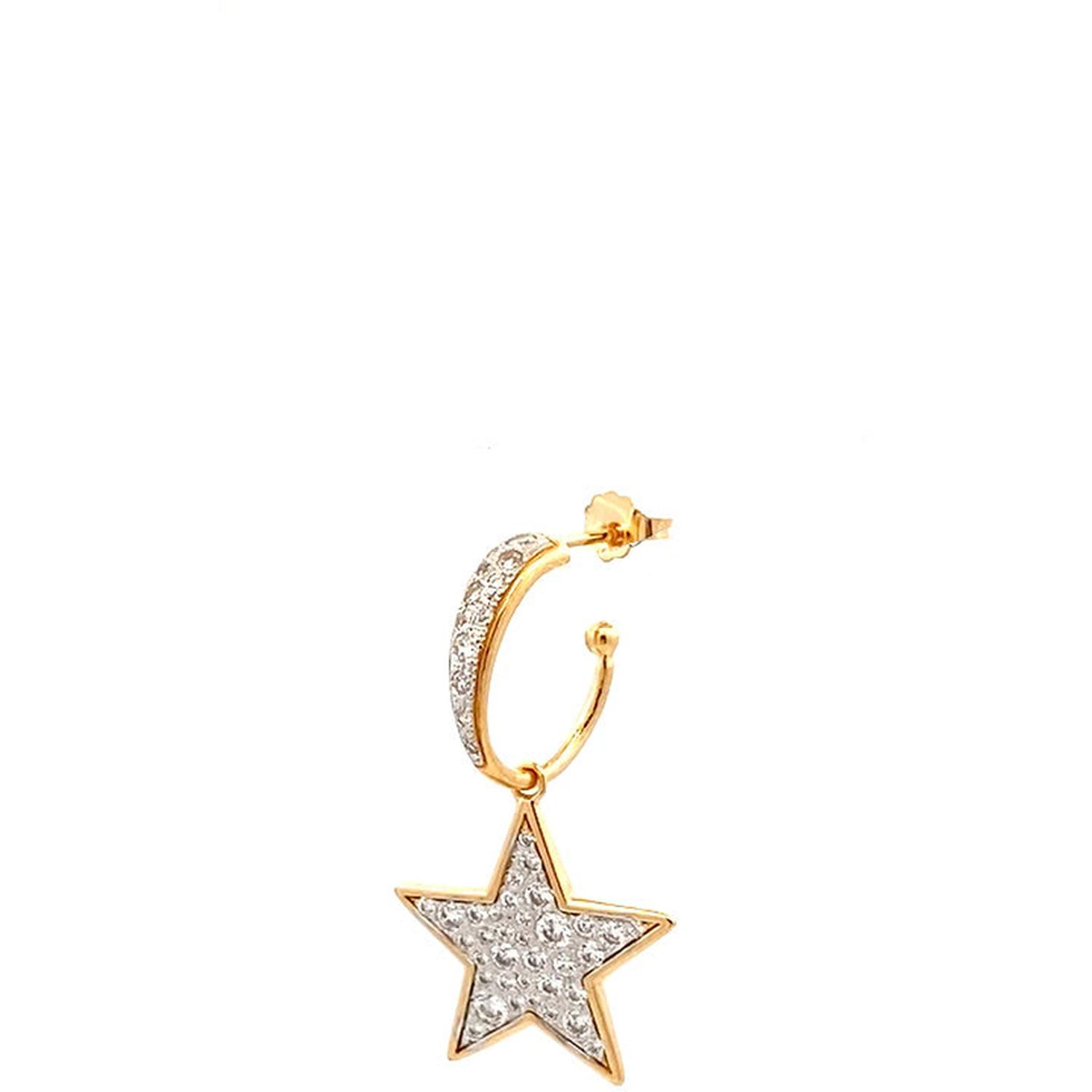 Rue Des Mille - ORZ018M4STEAU - Single hoop earring with pavé star - STARDUST TEN