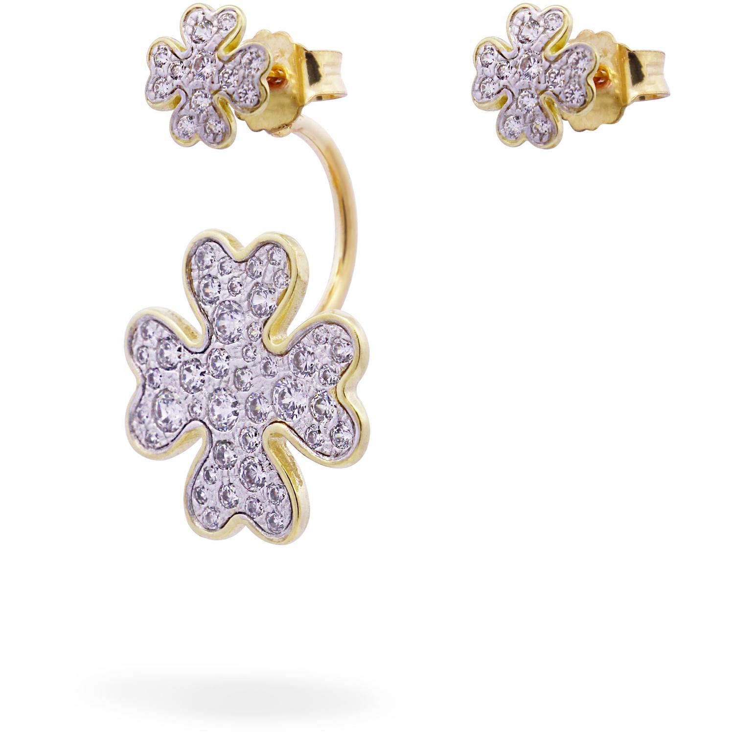 Rue Des Mille - ORZ018M5QUADAU - Asymmetric Double Clover Earrings - STARDUST TEN