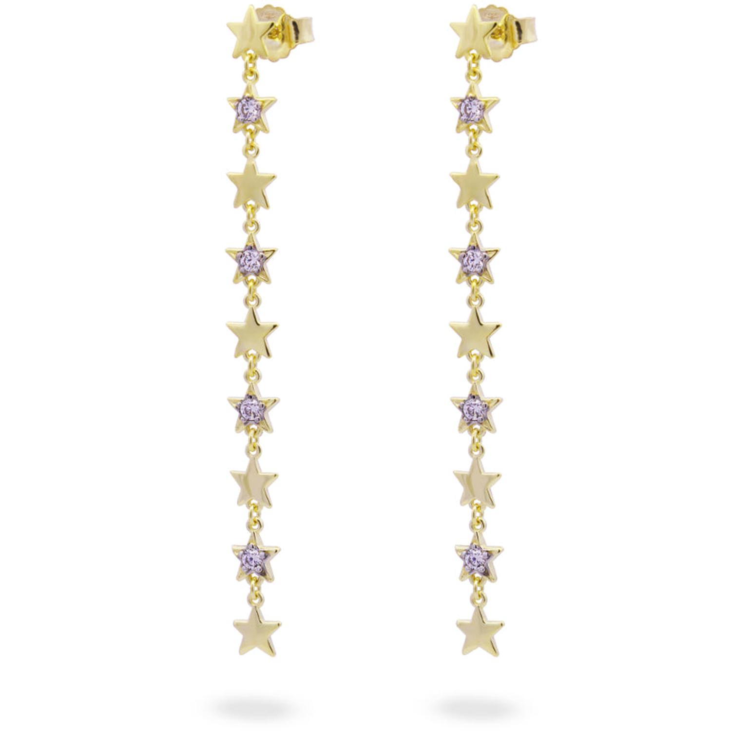 Rue Des Mille - ORZ018MULSTEAU - Stardust Ten Drop Earrings with Alternating Smooth and Pavé Stars
