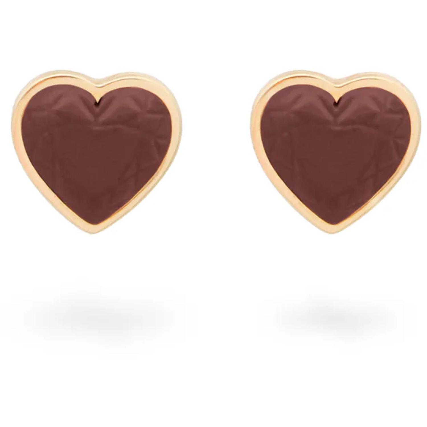 Rue Des Mille - ORZ025M1CUOMAU - Choco Heart Stud Earrings - BON BON