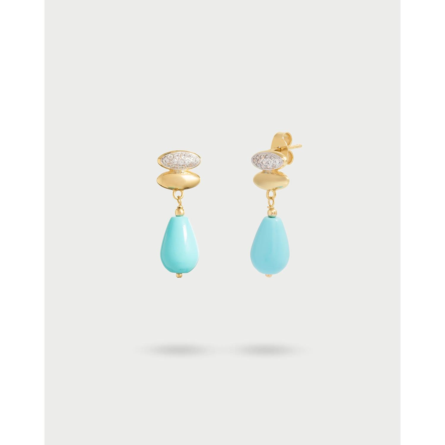 Rue Des Mille - ORZ029M2TAU - Double ellipse and turquoise earrings