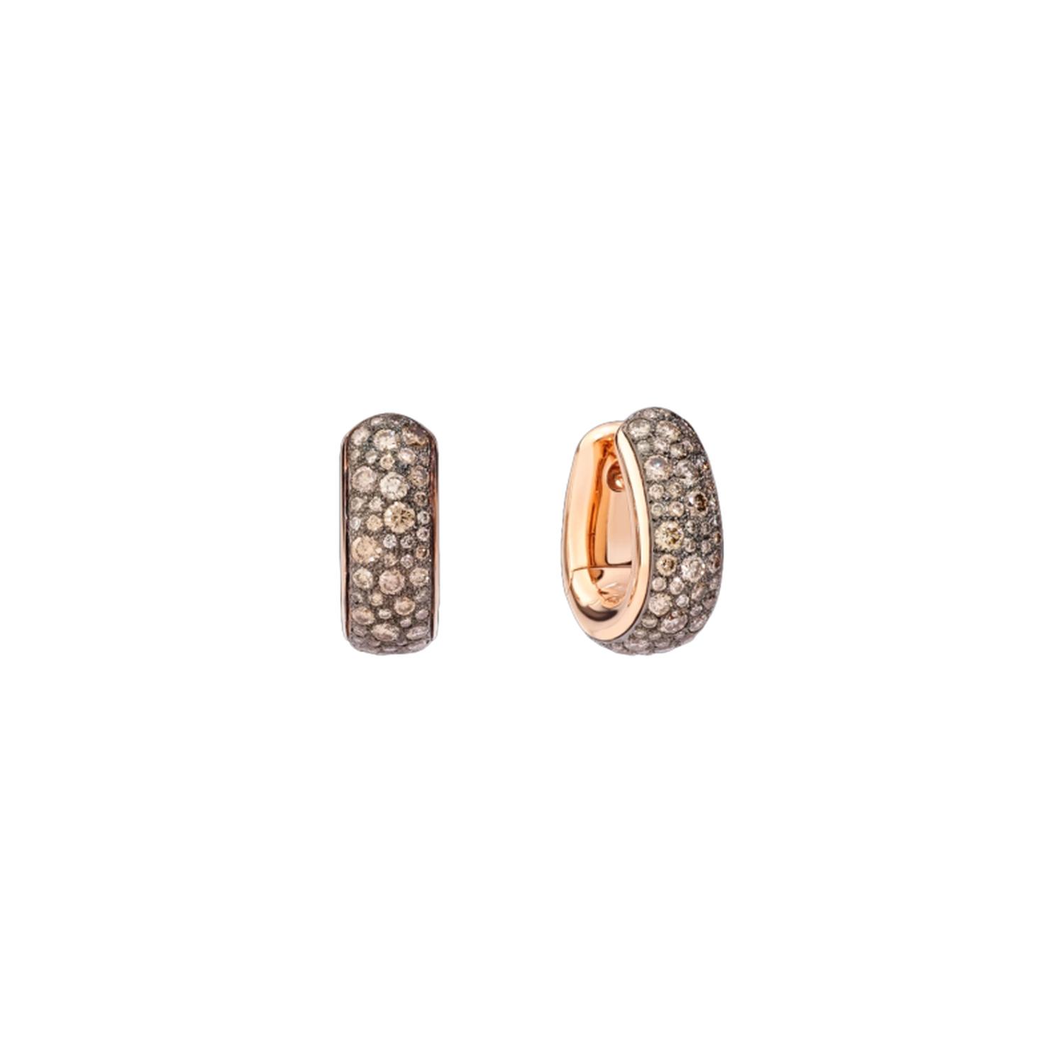POMELLATO - POB7122_O7BKR - POB7122O7BKRDBR00 - ICONICA BOLD EARRINGS IN ROSE GOLD AND BROWN DIAMONDS
