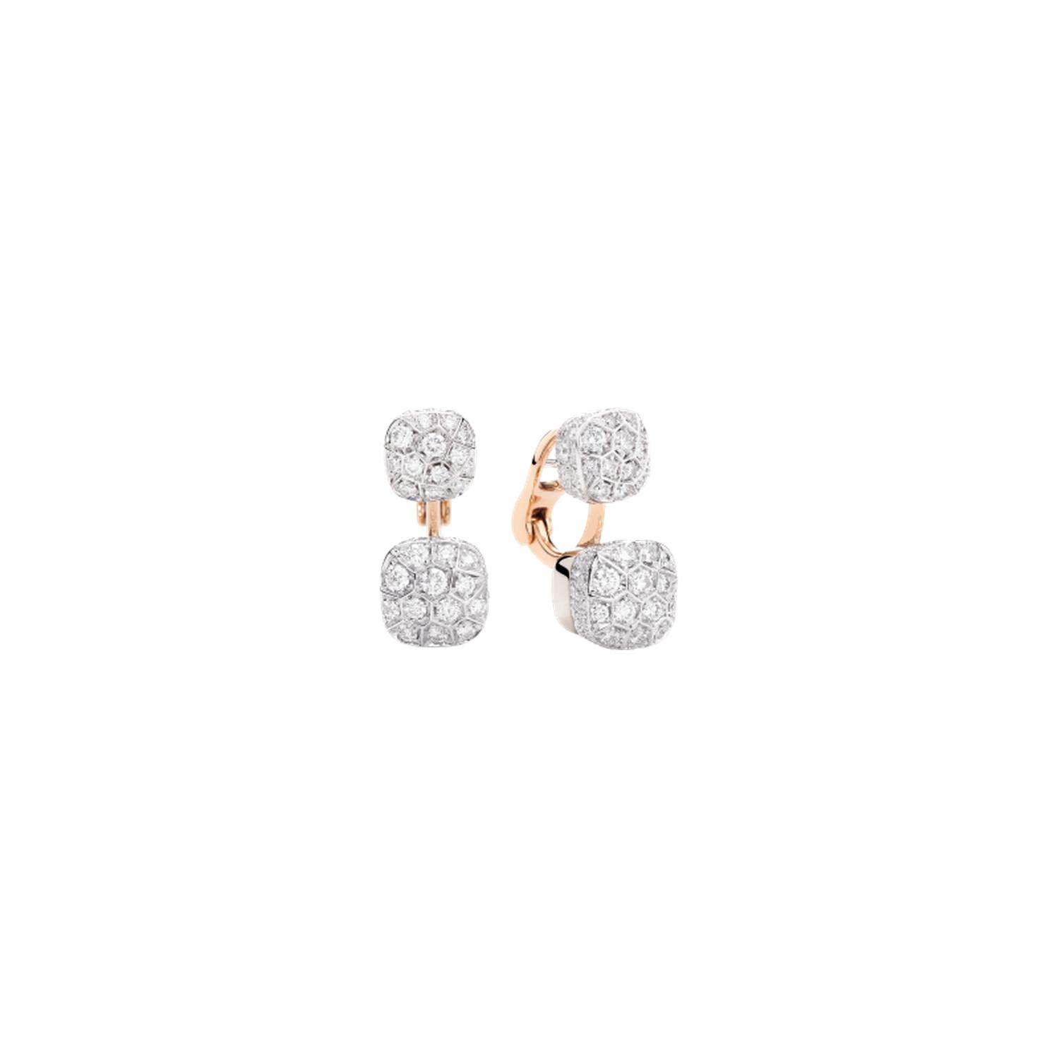 POMELLATO - POC4021_O6WHR - POC4021O6WHRDB000 - NUDO EARRINGS IN ROSE GOLD AND WHITE GOLD WITH DIAMONDS