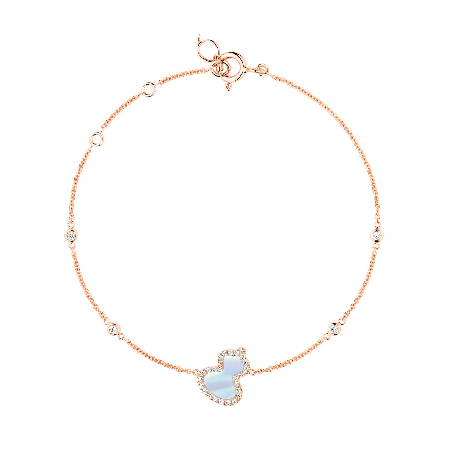 Qeelin - WUBPT16RGMP - Petite Wulu bracelet in 18k rose gold with diamonds and mother-of-pearl