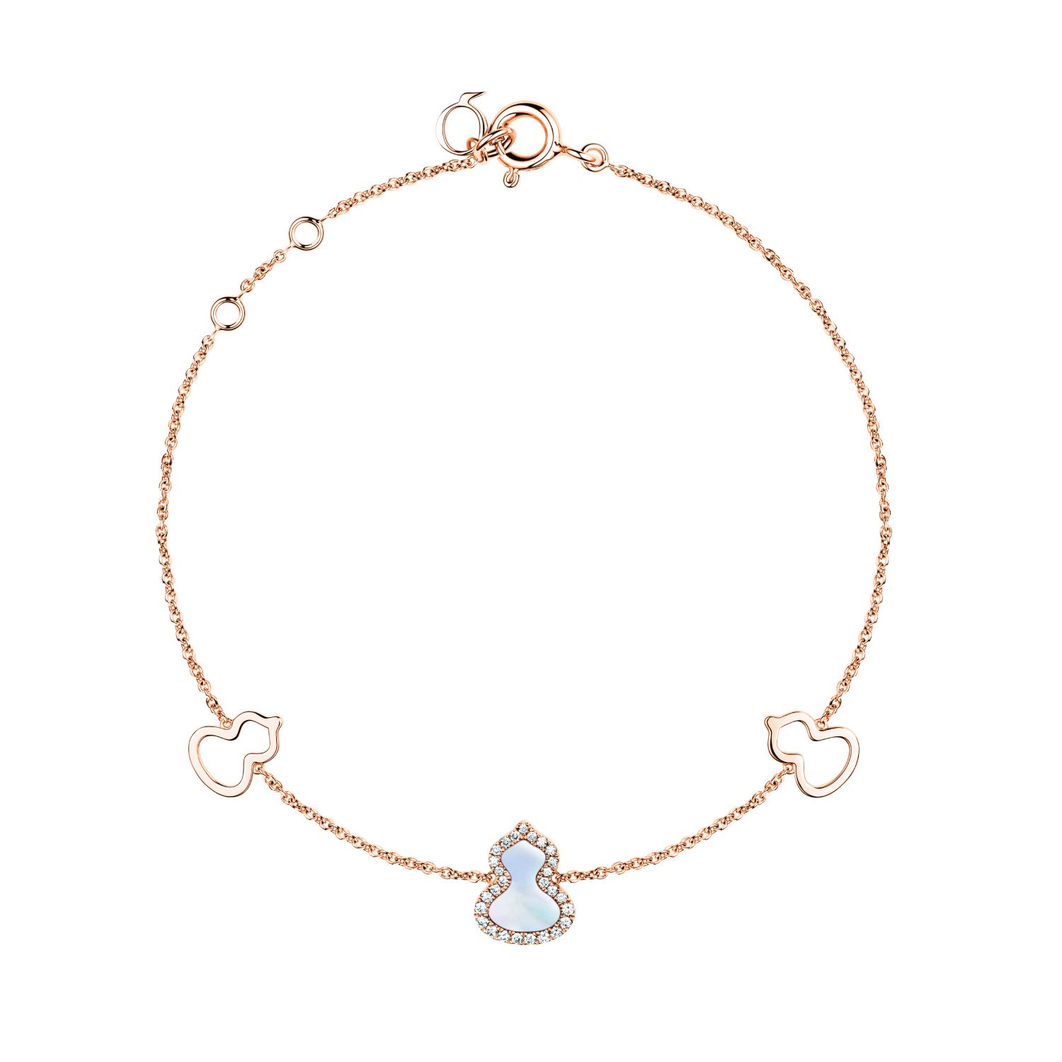Qeelin - WUBPT1BRGMP - Petite Wulu bracelet in 18k rose gold with diamonds and mother-of-pearl