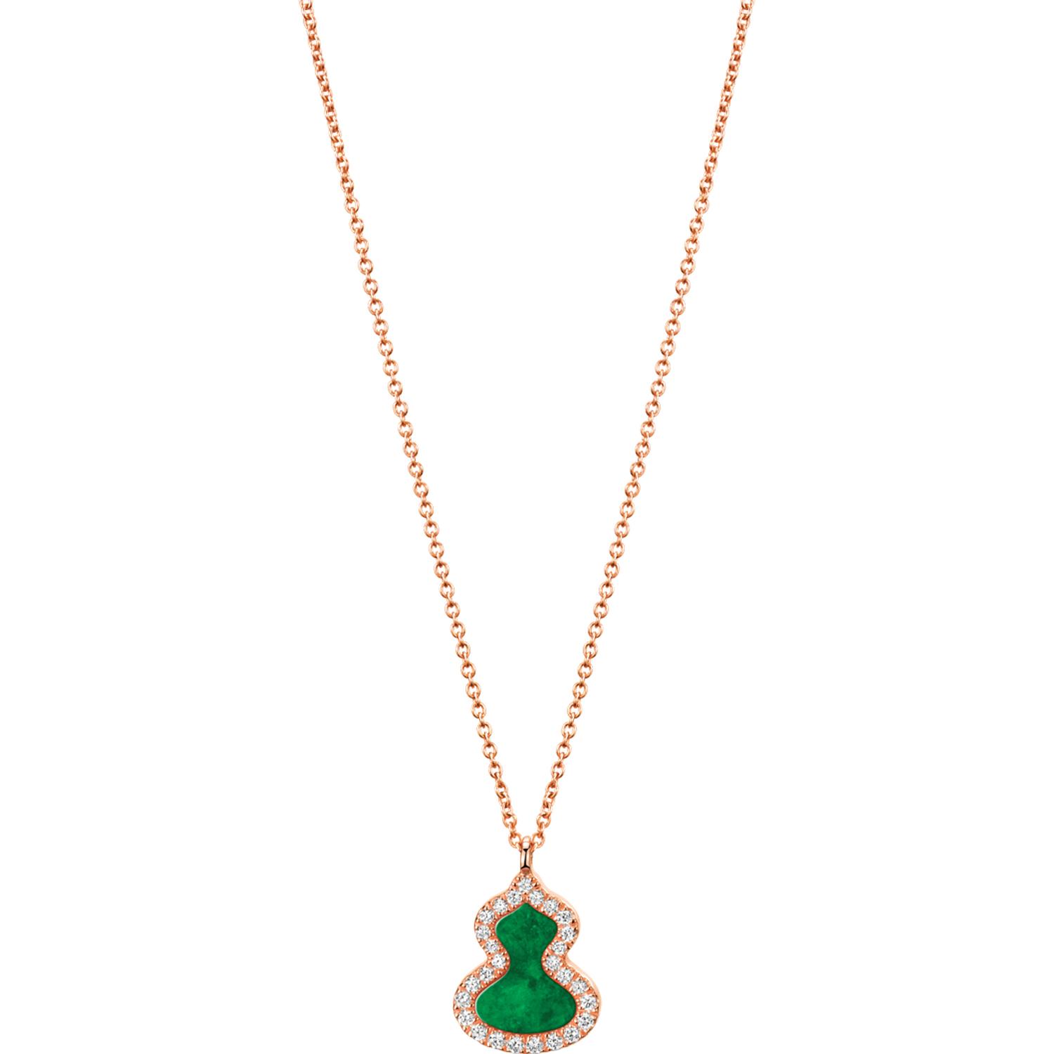 Qeelin - WUNPT6DRGJE - Petite Wulu 18K Rose Gold Diamond and Jade Necklace