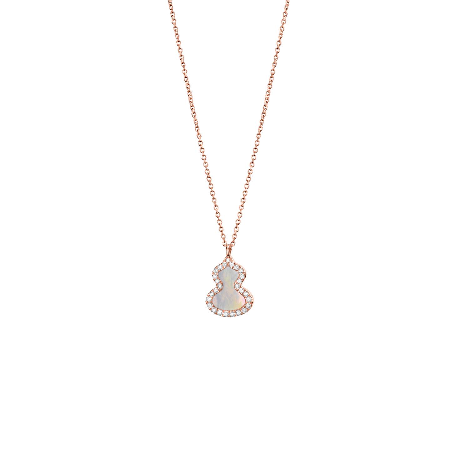 Qeelin - WUNPT6DRGMP - Petite Wulu 18K Rose Gold Diamond and Mother-of-Pearl Necklace