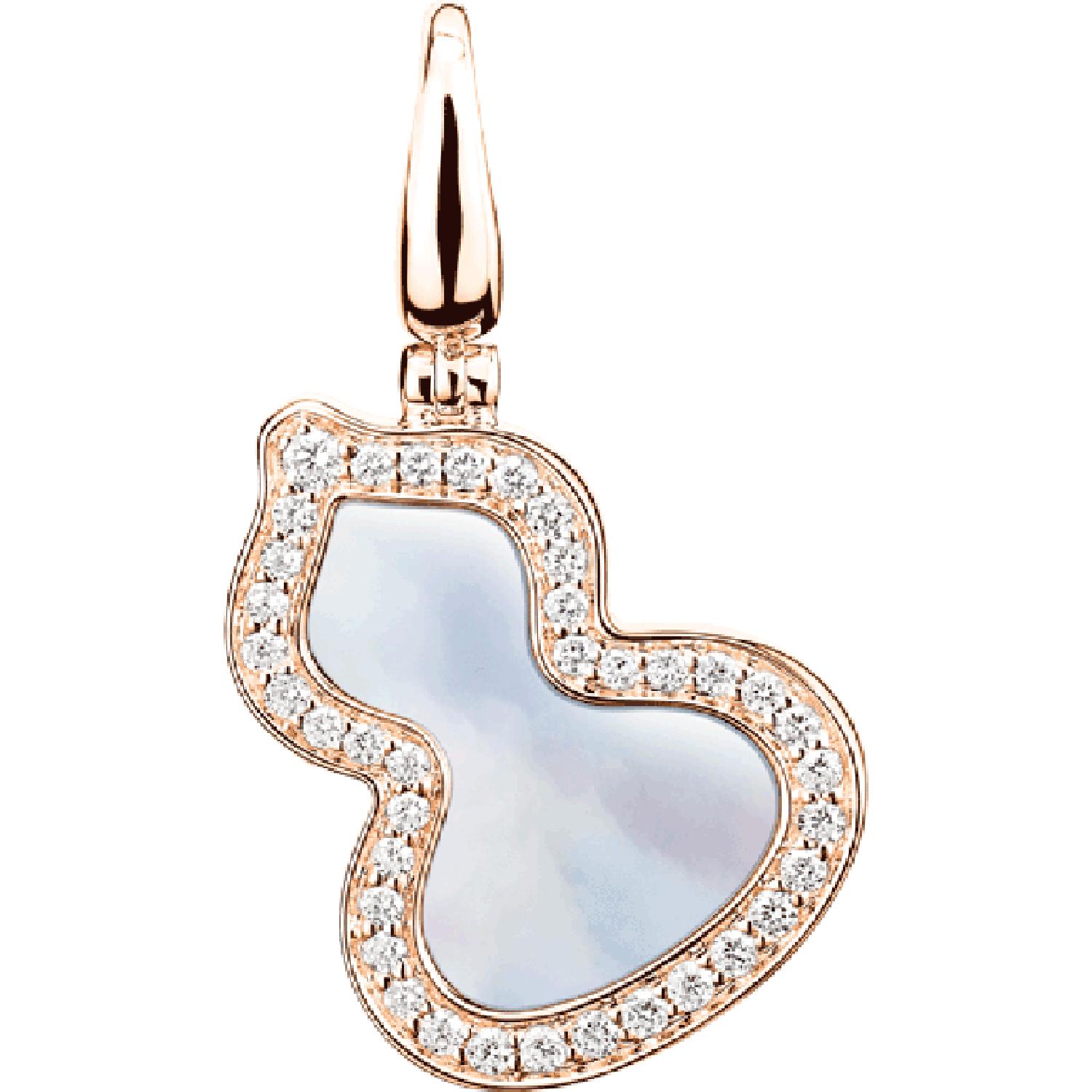 Qeelin - WUP30ABRGMP - Wulu Small Pendant in 18K Rose Gold with Diamonds and Mother of Pearl