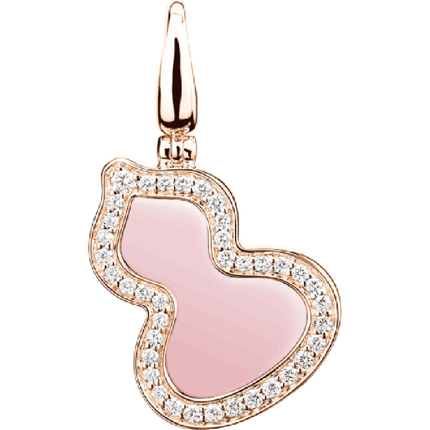 Qeelin - WUP30ABRGPO - Wulu Small Pendant in 18K Rose Gold with Diamonds and Pink Opal
