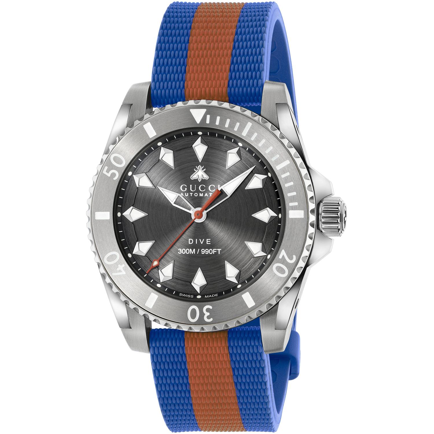 Gucci - YA136352 - Dive 40 mm steel case, grey dial, sustainable polyester strap, screw-down crown and case back