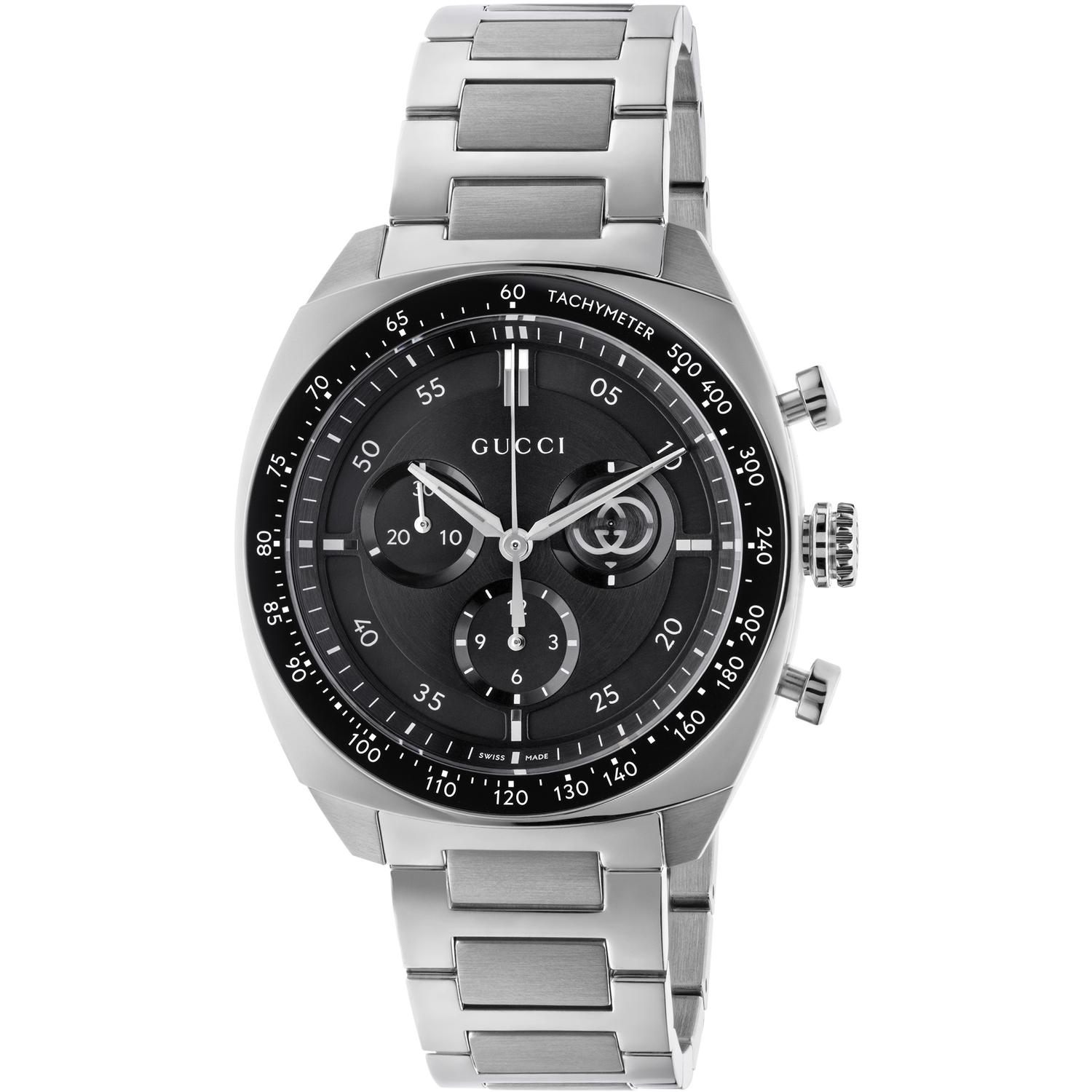 Gucci - YA142316 - Interlocking 41mm stainless steel case, black dial, small seconds display, black ceramic bezel with tachymeter indication, stainless steel bracelet