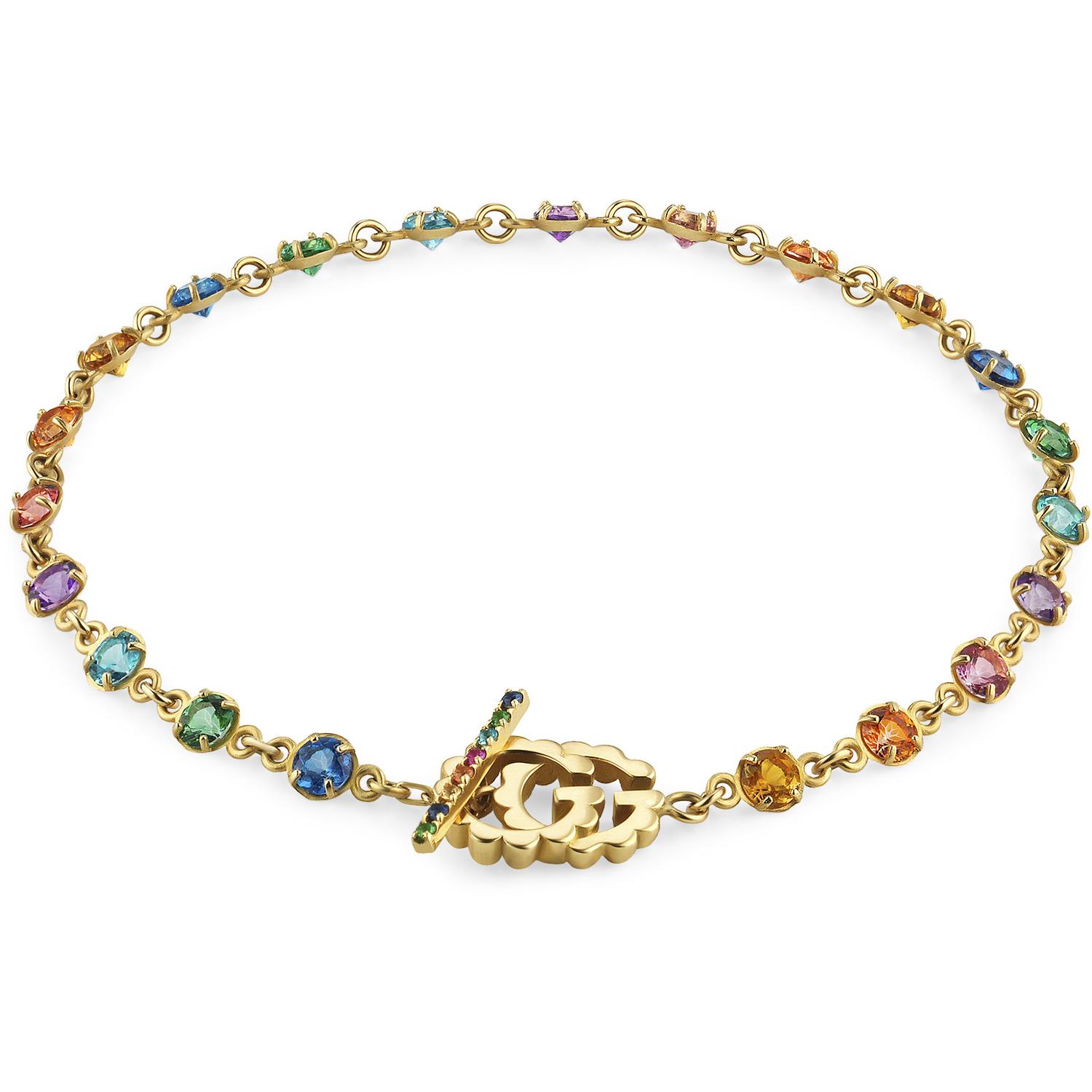 Gucci - YBA481664001 - GG Running bracelet in 18kt yellow gold, topaz, quartz, tzavorite and sapphire