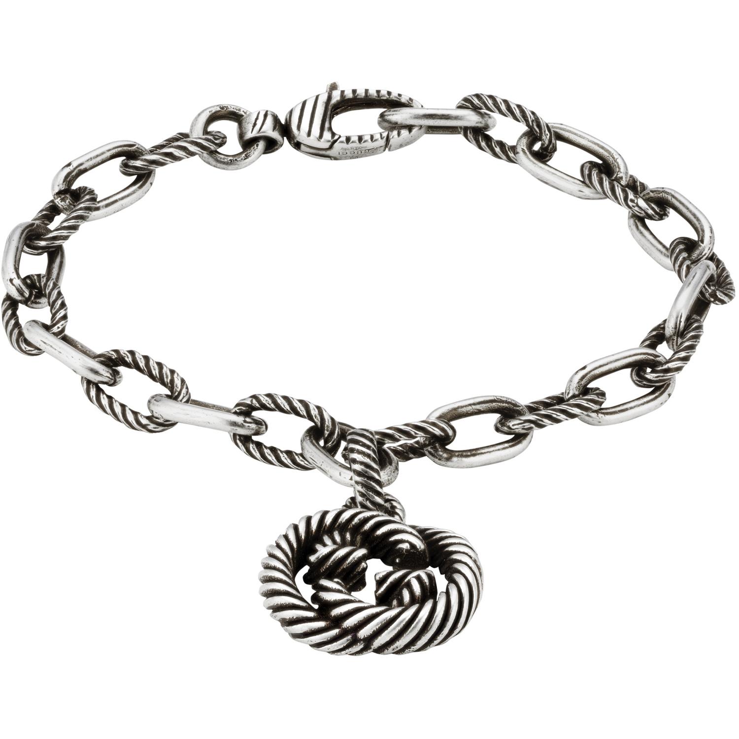 Gucci - YBA607158001 - 925 sterline d'argento - Interlocking G groumette bracelet in aged silver
