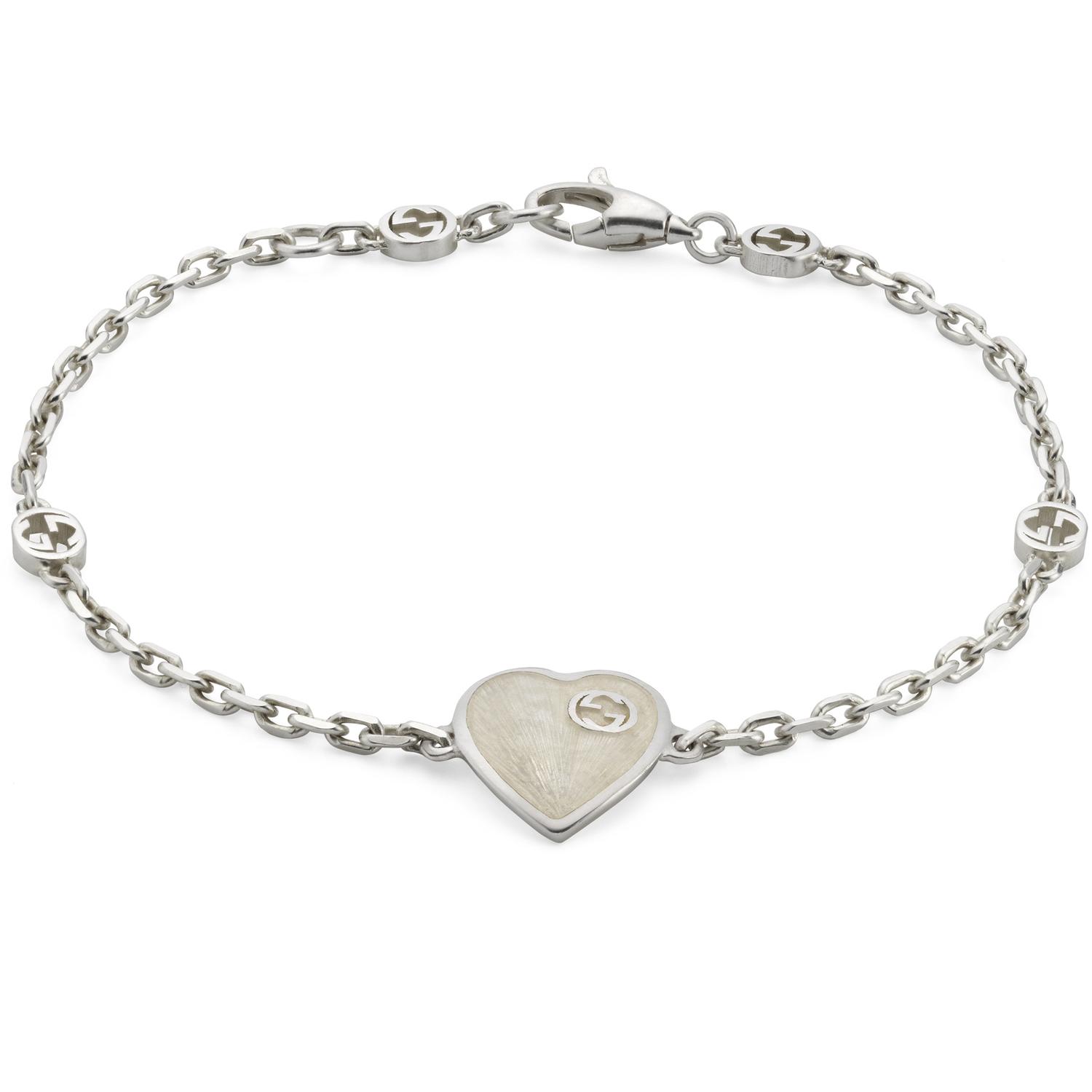 Gucci - YBA645546003 - Heart Bracelet with heart charm in sterling silver and enamel