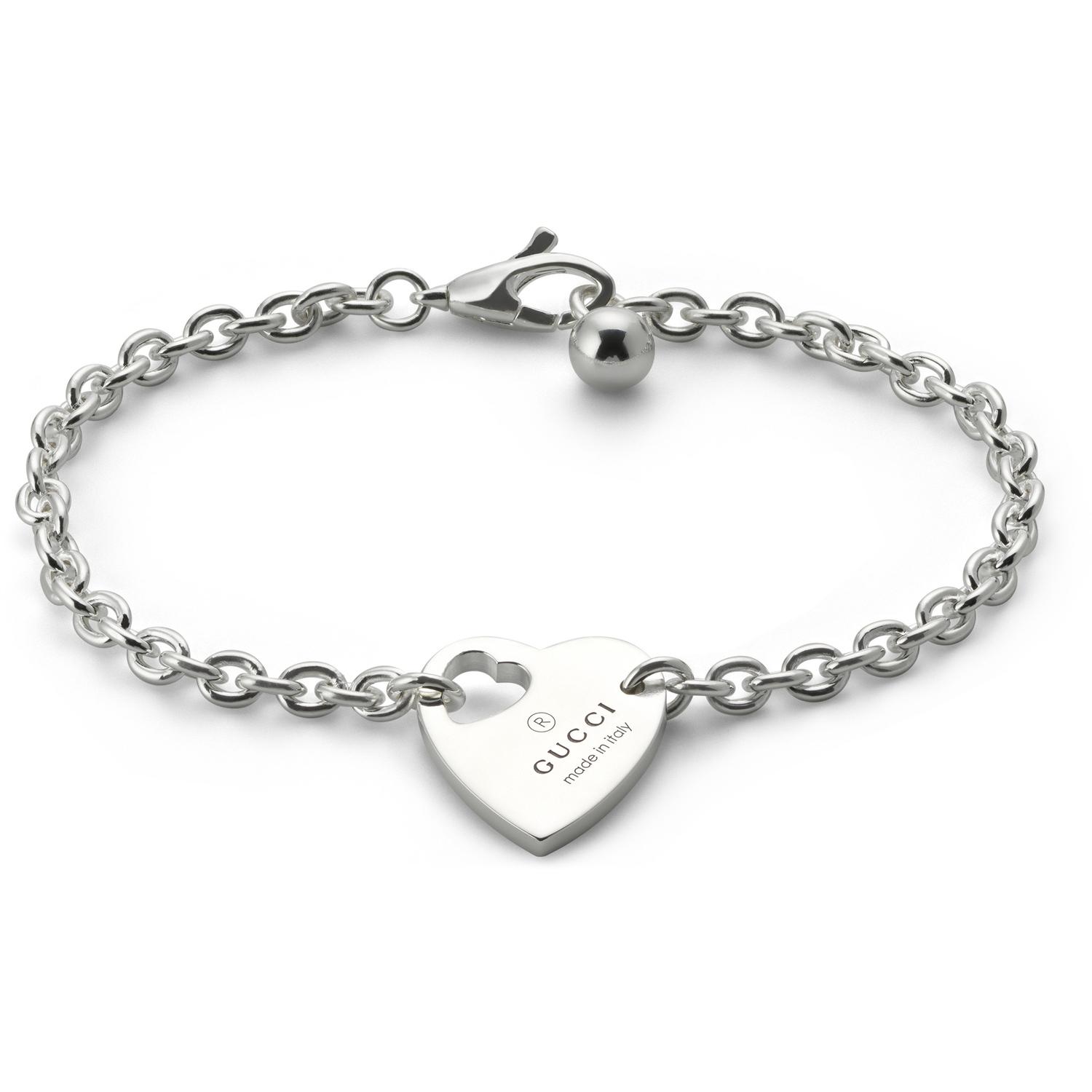 Gucci - YBA796301001 - Trademark Bracelet in sterling silver with heart motif and  trademark detail