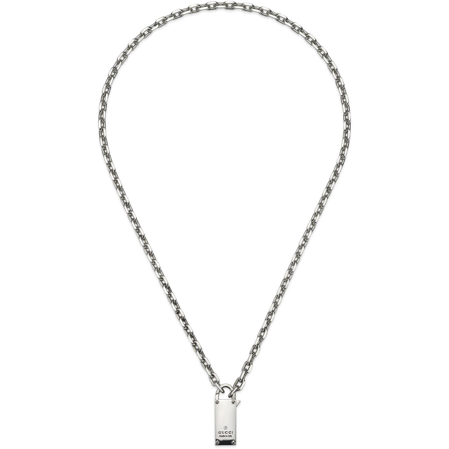 Gucci - YBB796342001 - Trademark Necklace in sterling silver with padlock motif and  trademark detail_50cm