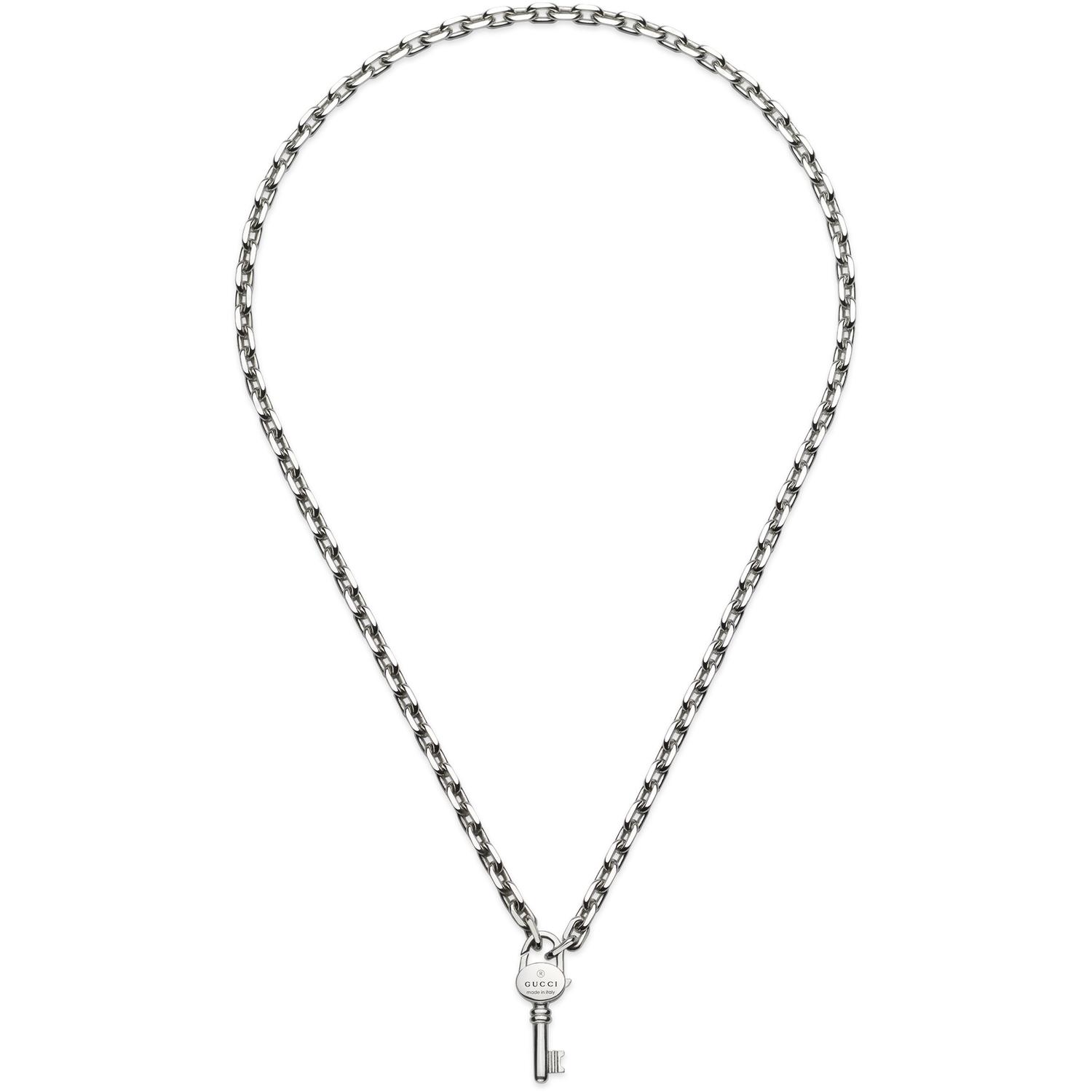 Gucci - YBB796343001 - Trademark Necklace in sterling silver with key motif and  trademark detail_50cm