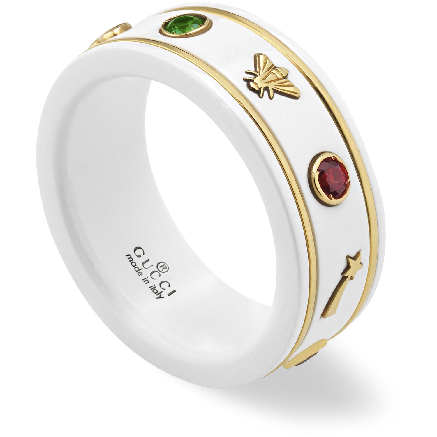 Gucci - YBC527095001 - 18kt Yellow Gold, Zirconia, Topaz - Icon thin band in 18kt yellow gold, zirconia and topaz