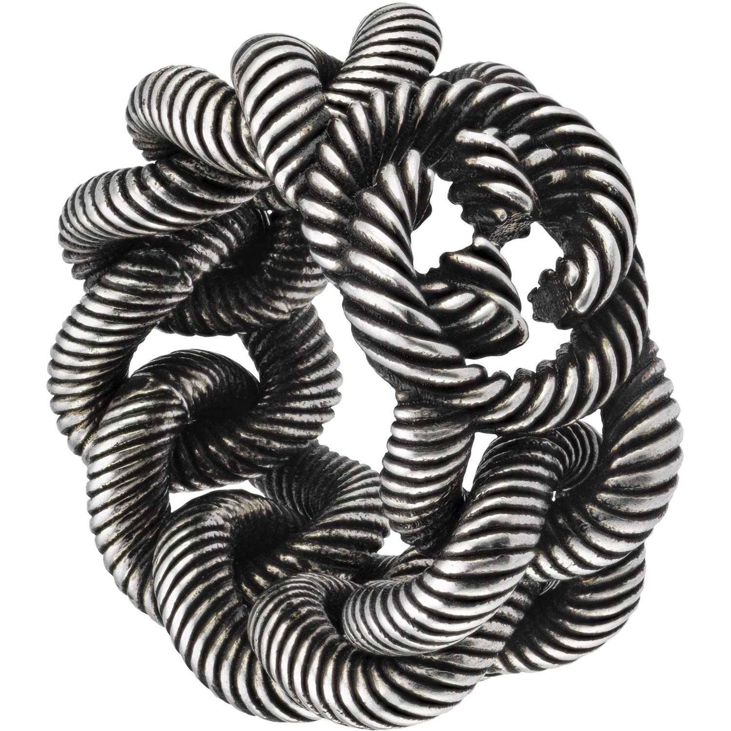 Gucci - YBC599740001 - Interlocking Interlocking G gourmette ring in aged silver