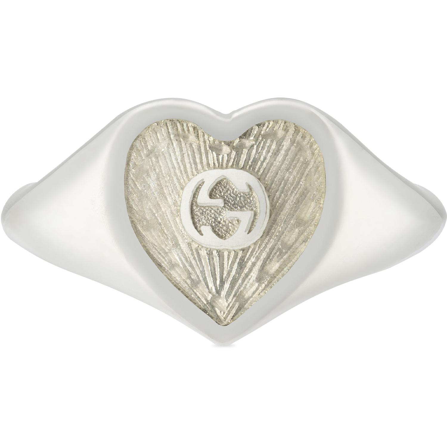 Gucci - YBC645544003 - Heart Ring with heart motif in sterling silver and enamel